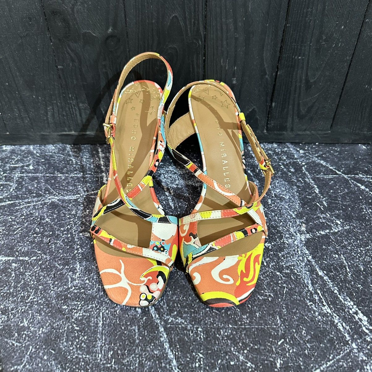 Japanese Brand Pedro Miralles Multi Floral Leather Heels Size 38 LV Style Size US 8 / IT 38 - 4 Thumbnail