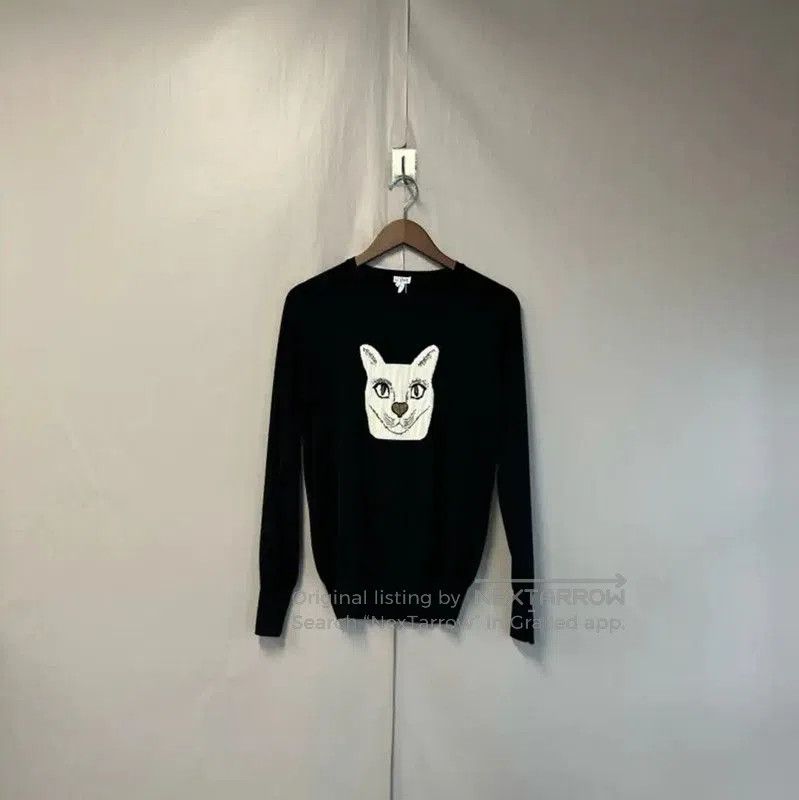 Loewe LOEWE Black Wool Knit Sweater with Cat Design . Size S / US 4 / IT 40 - 1 Thumbnail