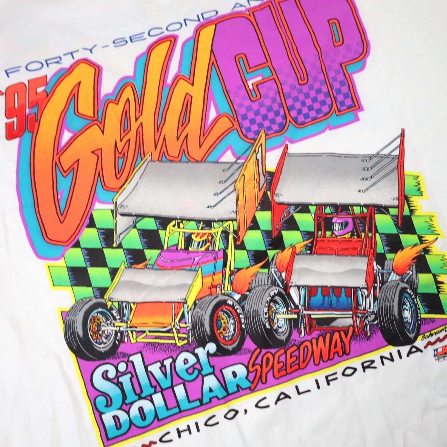 Vintage VINTAGE 1995 Silver Dollar Speedway Gold Cup Sprint Car Racing Graphic T Shirt Mens XL White Size US XL / EU 56 / 4 - 4 Thumbnail