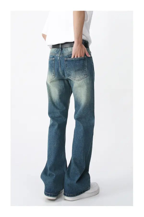 VIBE Men's vintage distressed white bootcut straight jeans Size US 32 / EU 48 - 3 Thumbnail