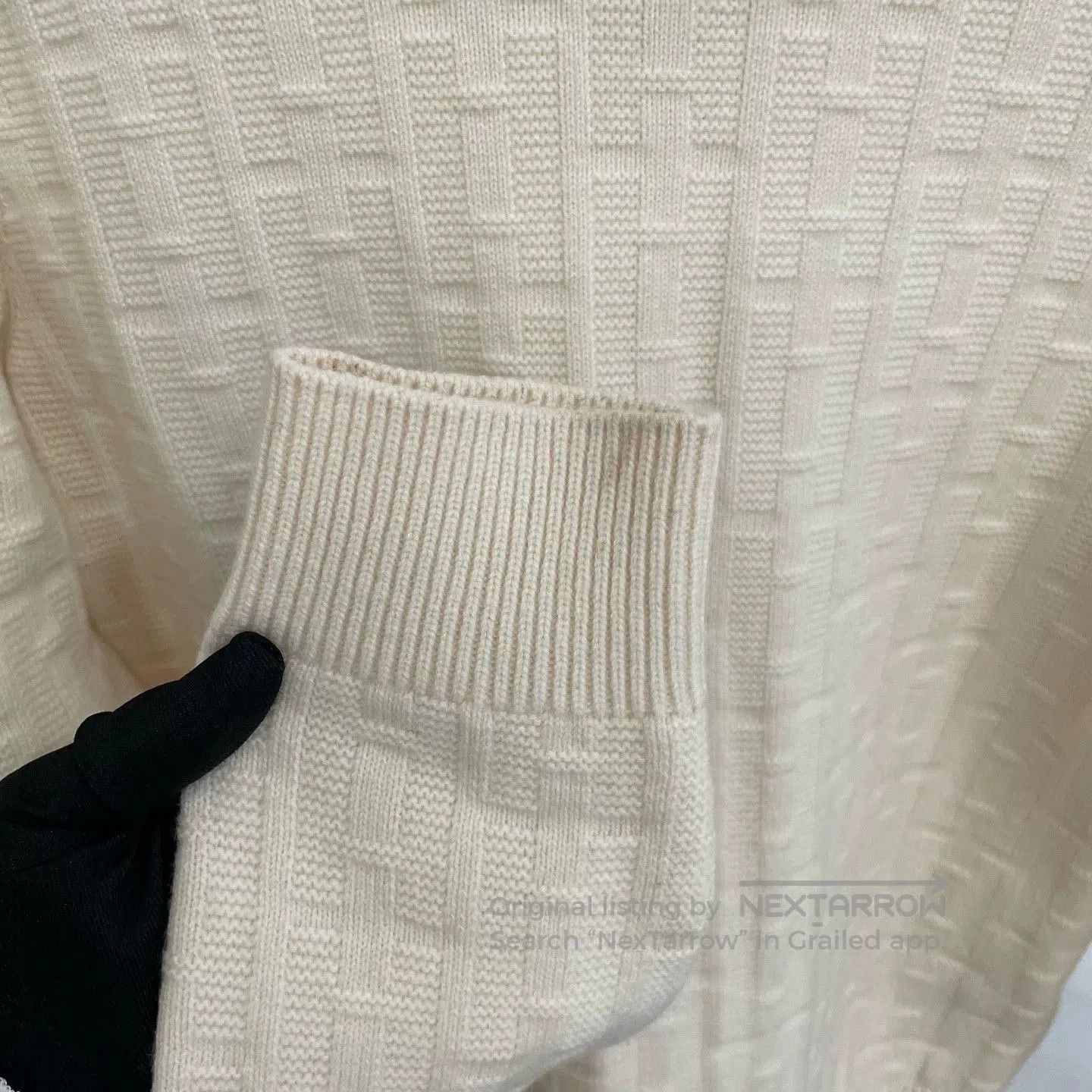 Hermes Cream Cashmere Crewneck Sweater.