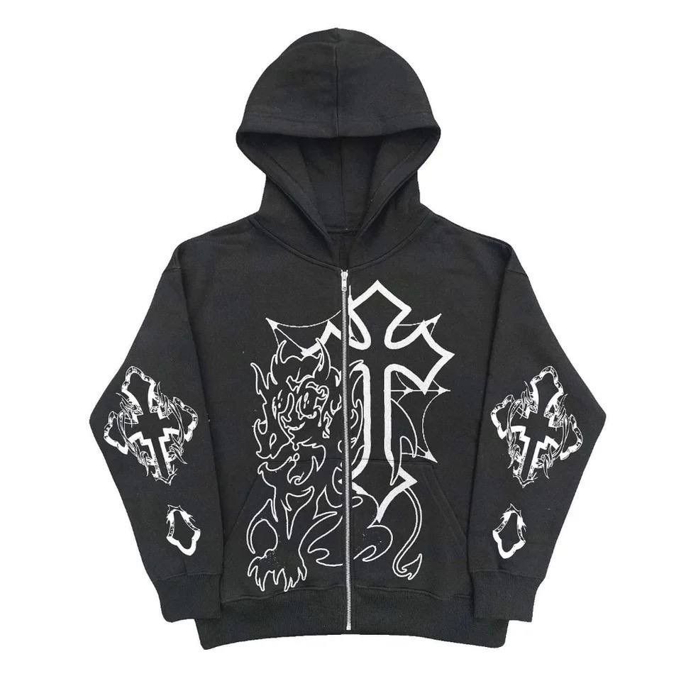 Very Rare Opium Cross Y2K Zip Hoodie | Grailed