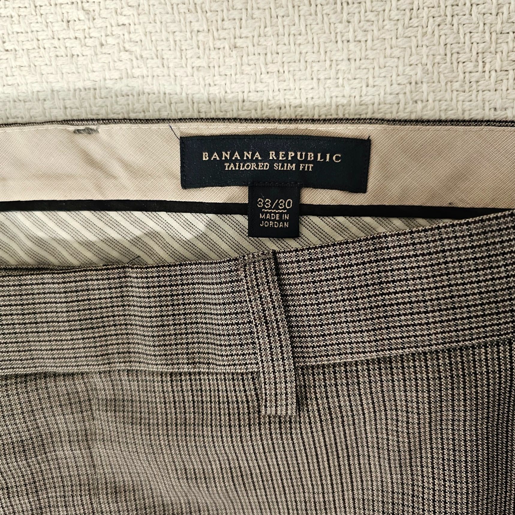 Banana Republic VINTAGE Banana Republic Men's Dress Pants Wool Slim Fit Geometric Gingham 33/30 Black Brown Autumn Winter Size US 33 - 3 Thumbnail