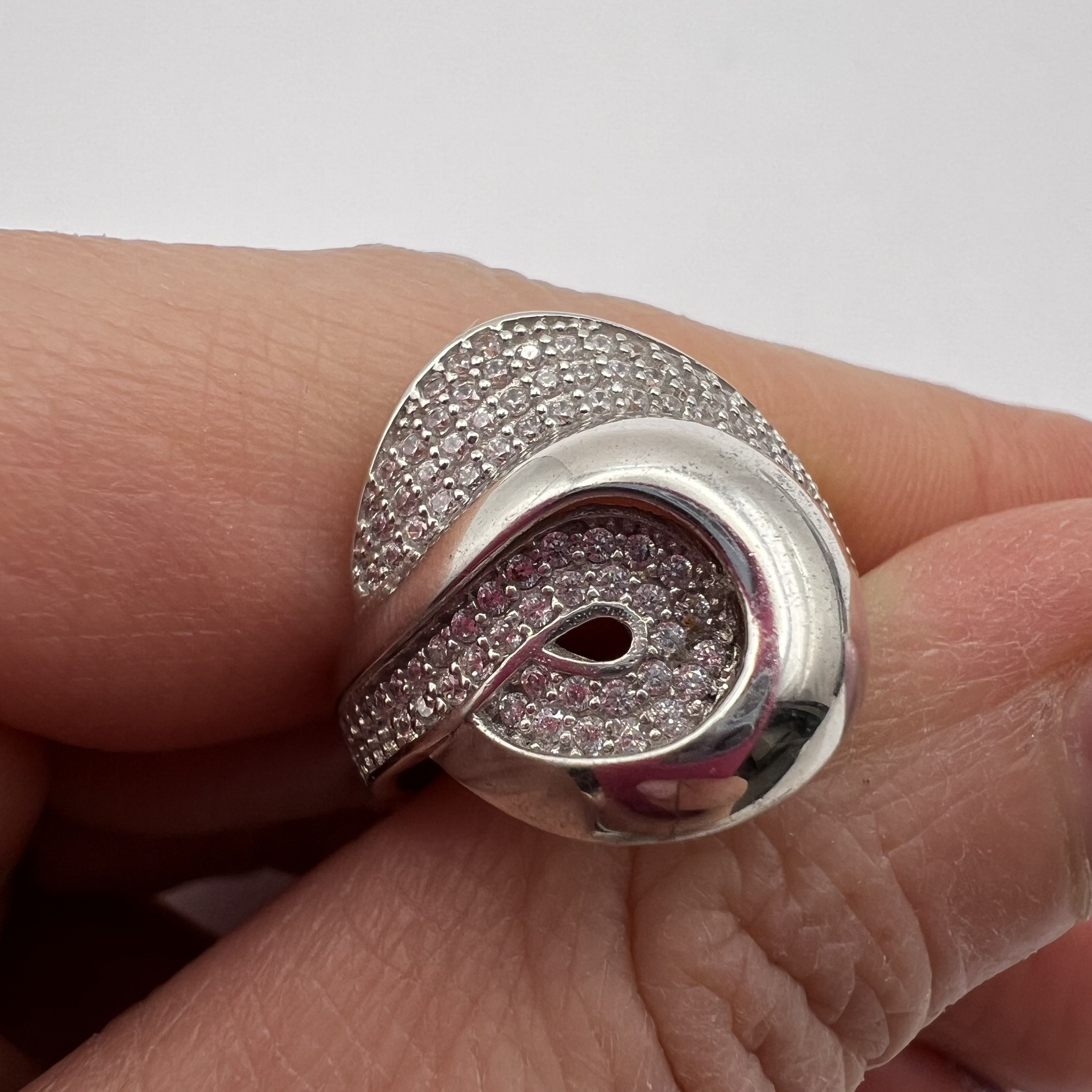 Vintage 925 Sterling Silver Ring Size 7 Pavé CZ Swirl Ring 3.0g Size ONE SIZE - 8 Thumbnail