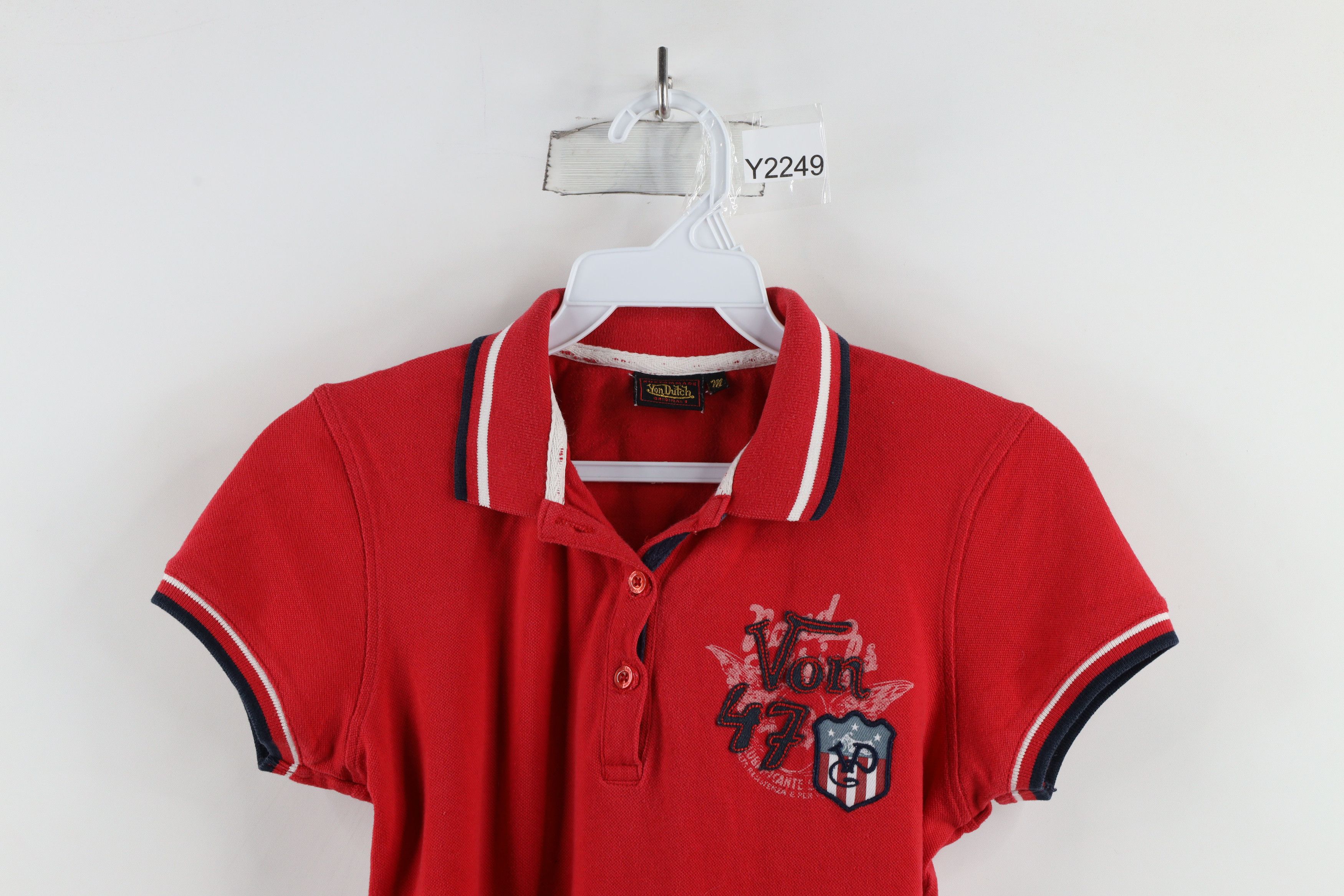 Vintage × Von Dutch Vintage Y2K Von Dutch Distressed Spell Collared Polo Shirt Size M / US 6-8 / IT 42-44 - 2 Thumbnail