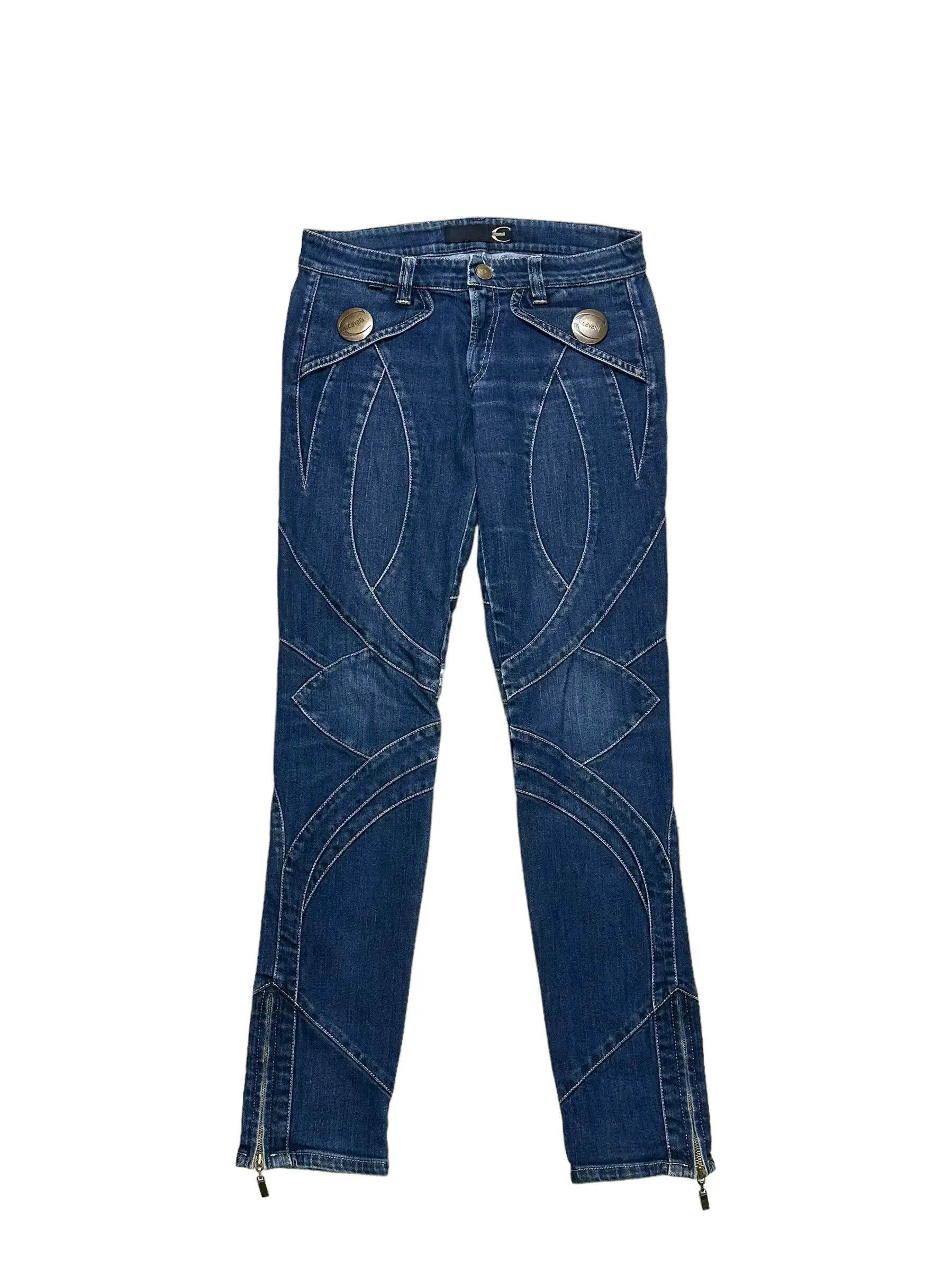 image of Roberto Cavalli Cavalli Anatomic Zip Skinny Jeans in Jeans Denim Blue, Women's (Size 28)