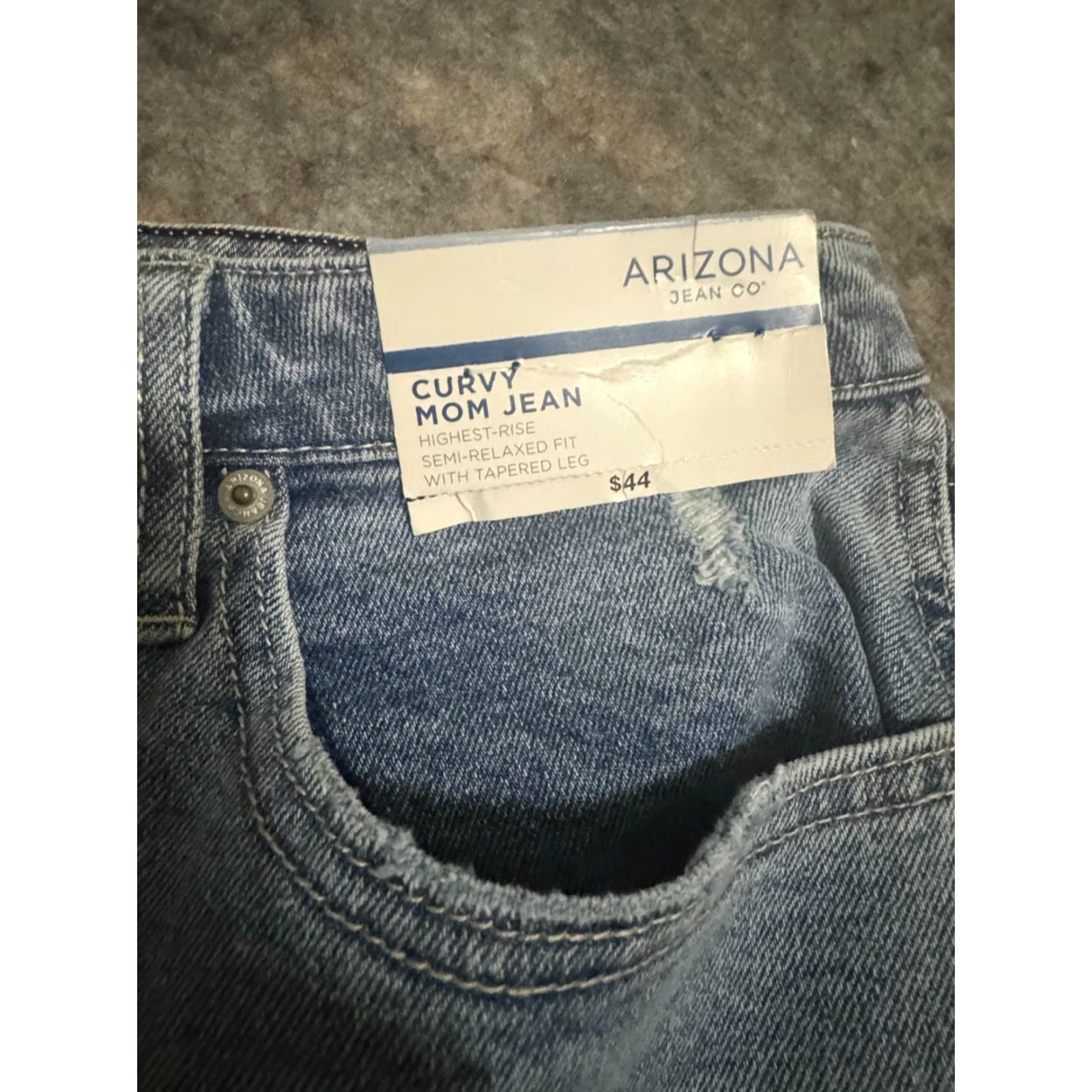 Vintage Arizona Jean Co Women's High Rise Curvy Mom Jeans Sz 21 Blue Denim Butterfly Embroidered Relaxed Fit 21 Jeans Womens Size 42" / US 20 - 2 Thumbnail