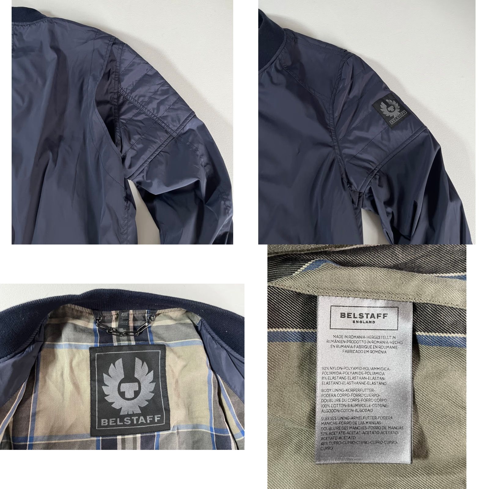 Belstaff VINTAGE Belstaff Stockdale Bomber Jacket Men’s Navy Blue Small 46 Nylon-Blend Zip Pockets Regular Short Size US S / EU 44-46 / 1 - 8 Thumbnail