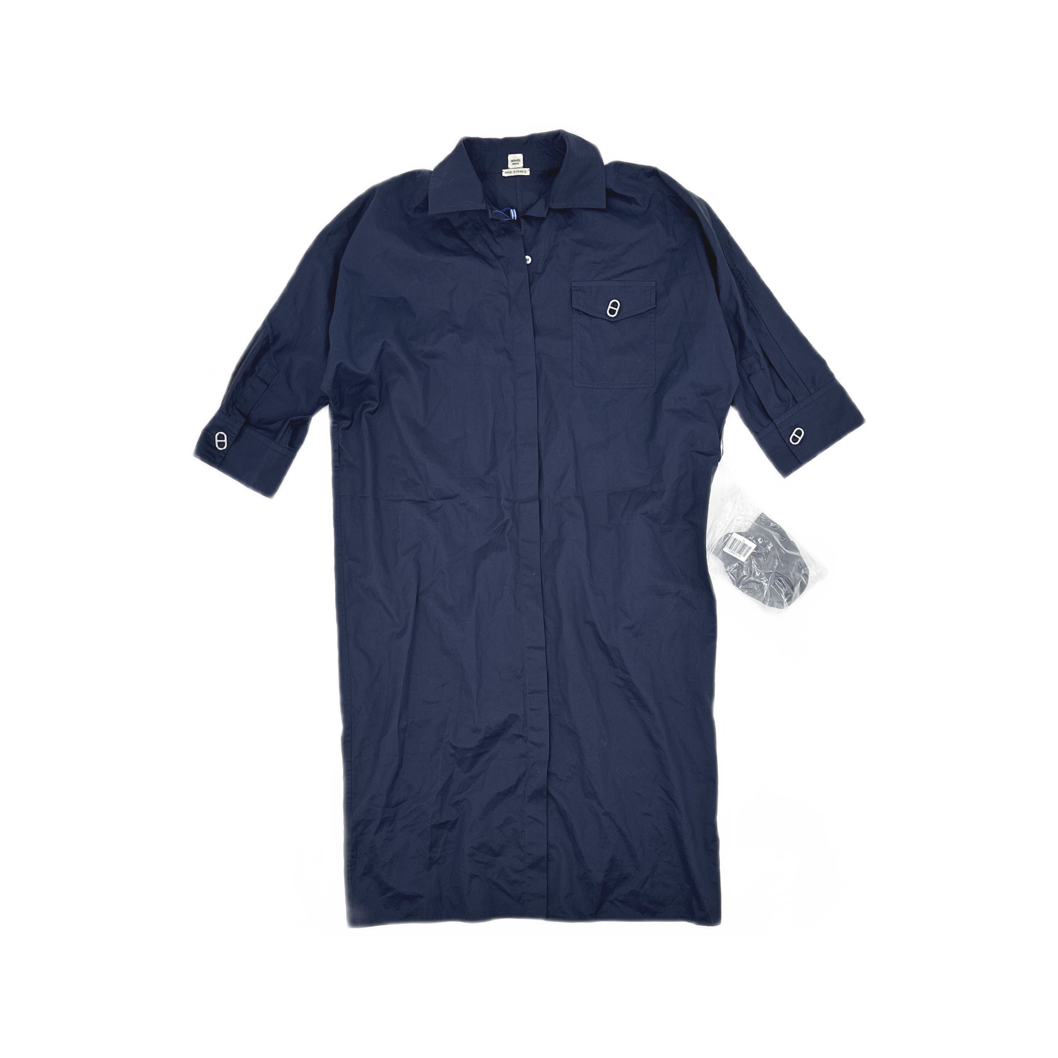 Hermes Hermes Navy Cotton Shirt Dress Size 38 Size S / US 4 / IT 40 - 1 Thumbnail