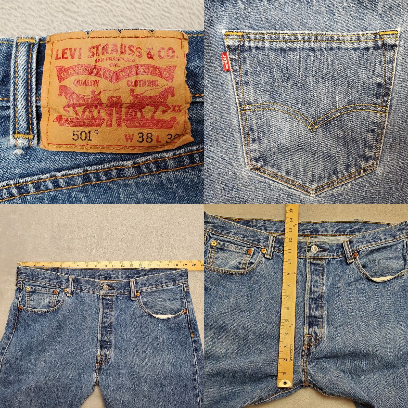 Vintage VINTAGE Levis Jeans Men 38x30 Blue 501 Denim Original Straight Leg Button Fly Pants 4736 Size US 38 / EU 54 - 8 Thumbnail