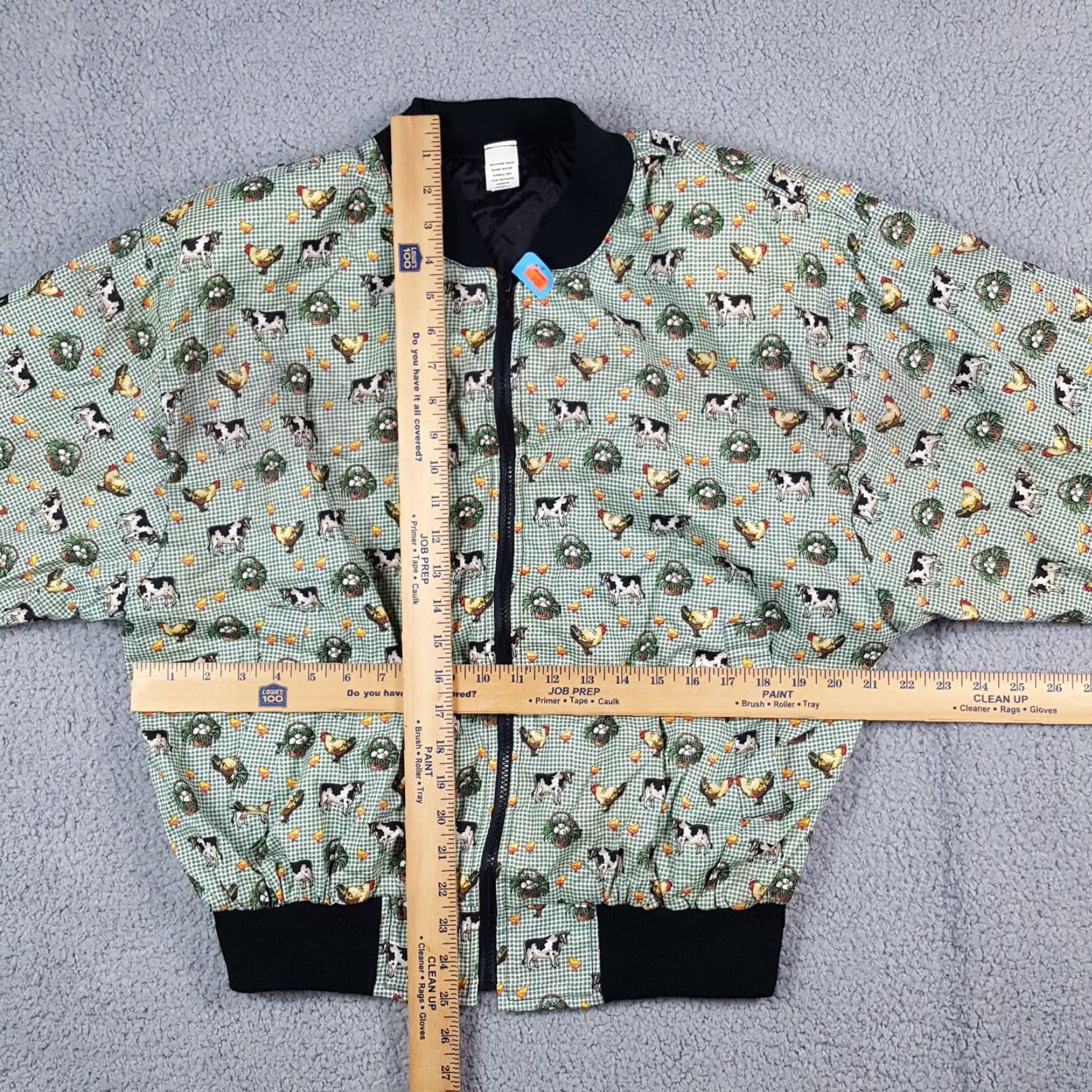 Vintage VINTAGE Infinity Chic 80s Cow Chicken Farm Print Windbreaker Jacket One Size Green Womens Size ONE SIZE - 7 Thumbnail