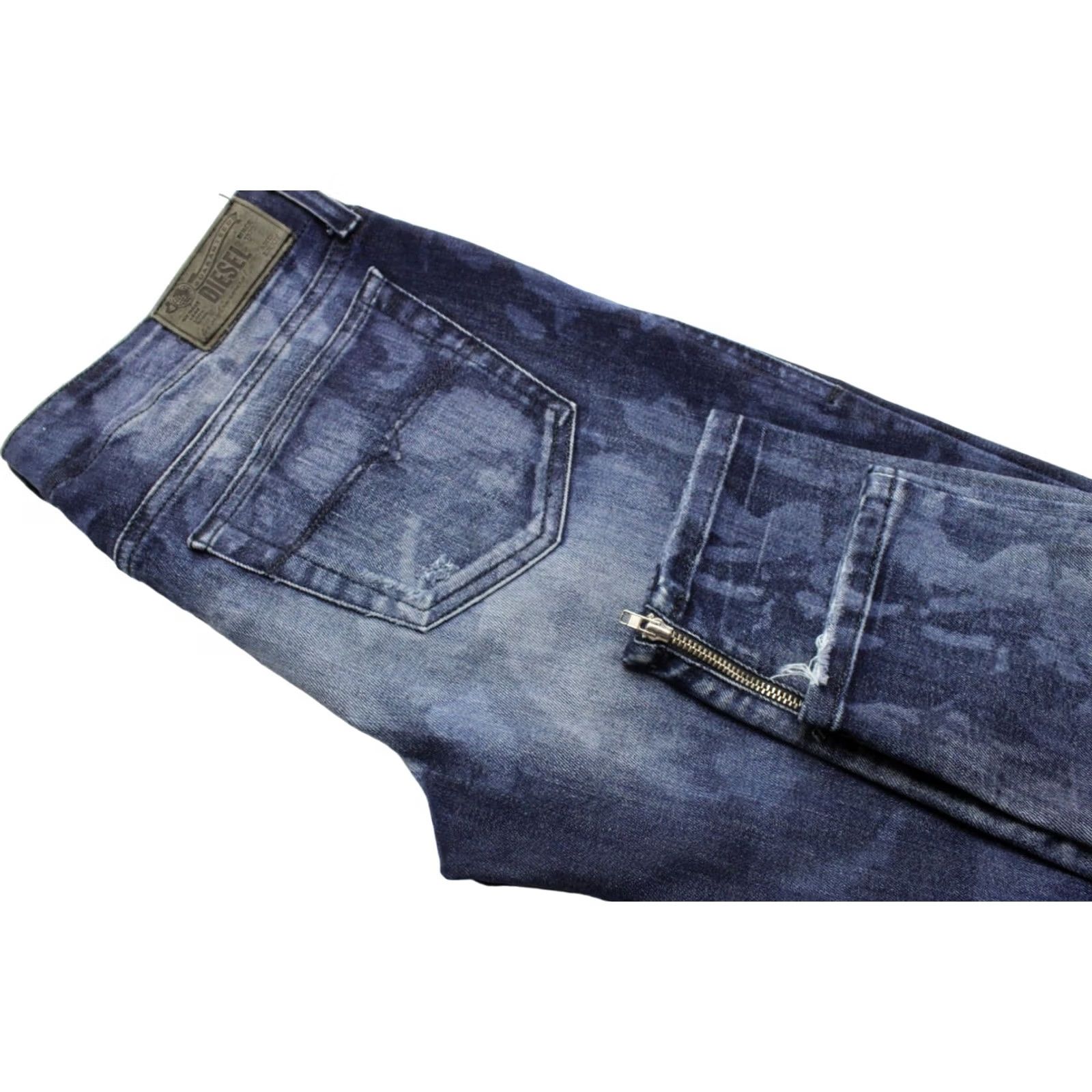 Diesel DIESEL Grupee-Zip Super Slim-Skinny Low Waist 0816Q Jeans Women's W29 L32 Ankle Blue Faded Distressed Size 29" - 5 Thumbnail