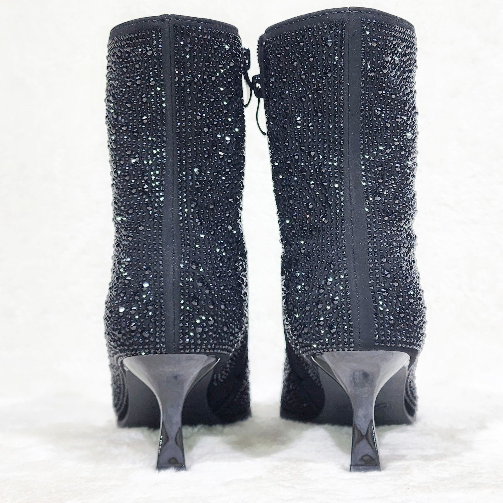Other Silver Rhinestone Ankle Boots 2.5" Kitten Heels Size US 10 / IT 40 - 3 Thumbnail
