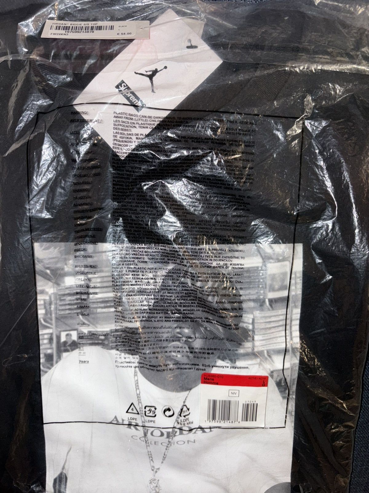 Jordan Brand × Supreme Biggie Jordan X Supreme Black tee L Size US L / EU 52-54 / 3 - 6 Thumbnail
