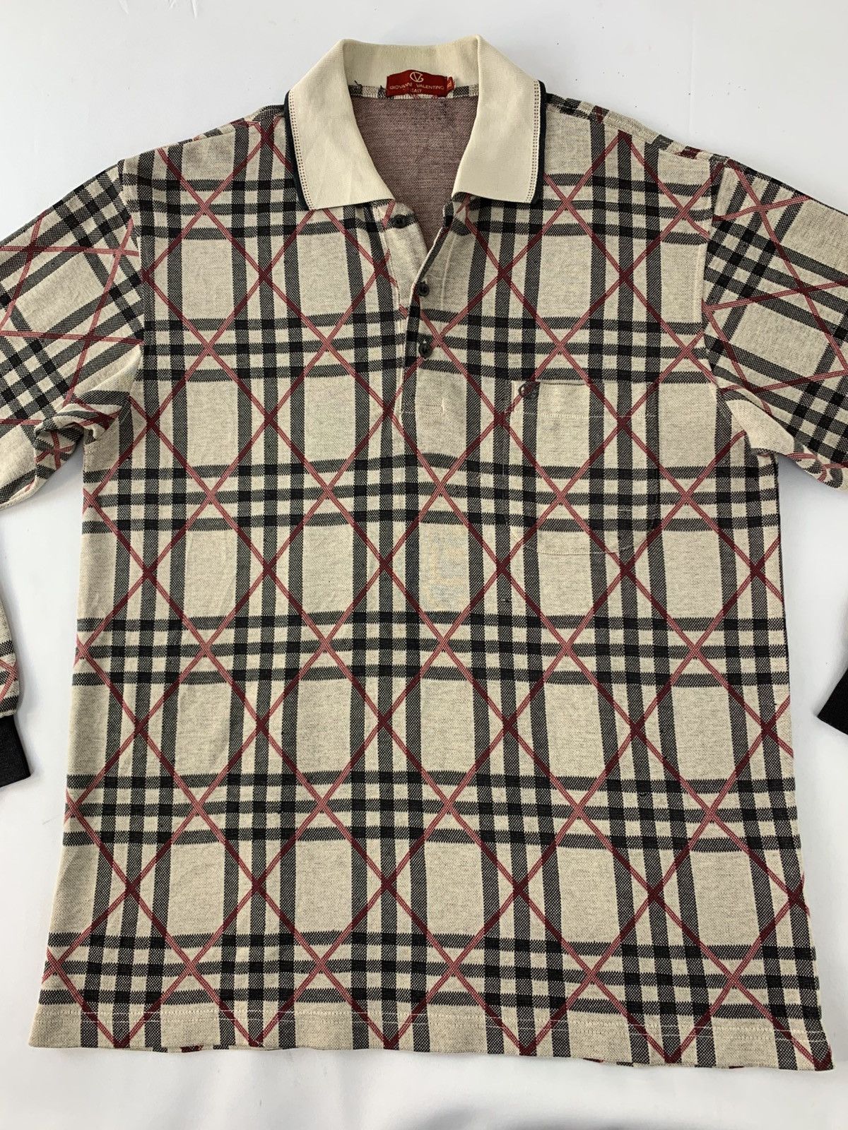 Giovanni Valentino 90s Giovanni Valentino Italy Checked Polo Tee Single Pocket Size US L / EU 52-54 / 3 - 3 Thumbnail