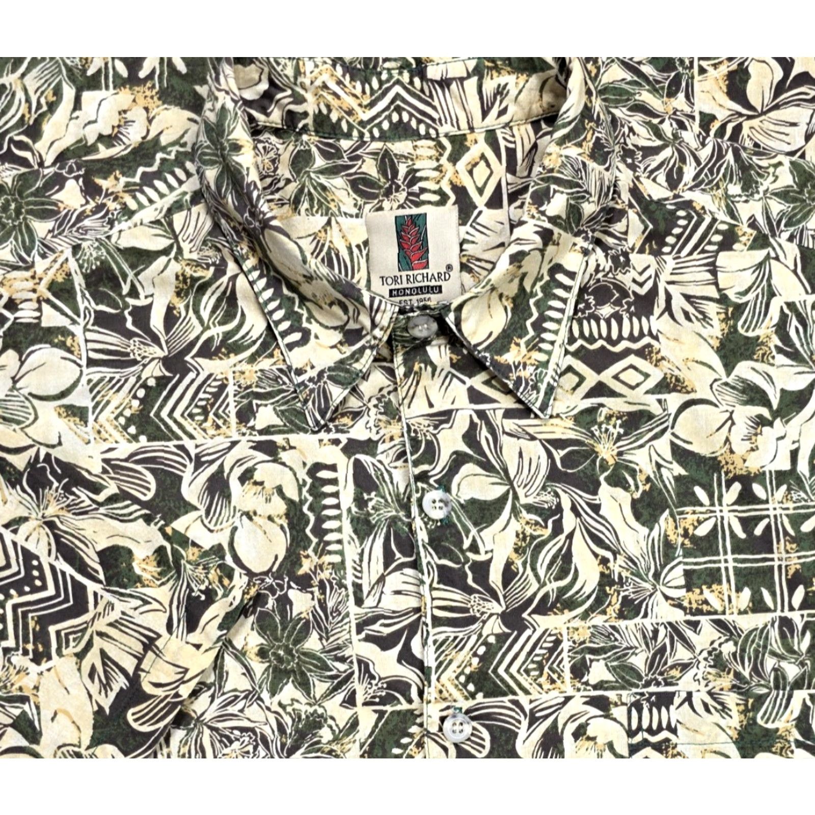 Tori Richard VTG Tori Richard Honolulu Short Sleeve Shirt Mens L Green Cotton Lawn USA Floral Hawaiian Button-Up Fast Shipping Size US L / EU 52-54 / 3 - 3 Thumbnail