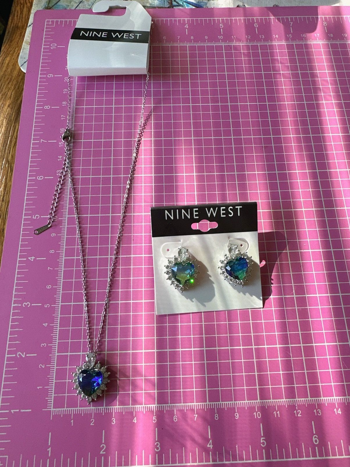 Nine West Nine West 2pc set necklace earring silver tone green blue Size ONE SIZE - 5 Thumbnail
