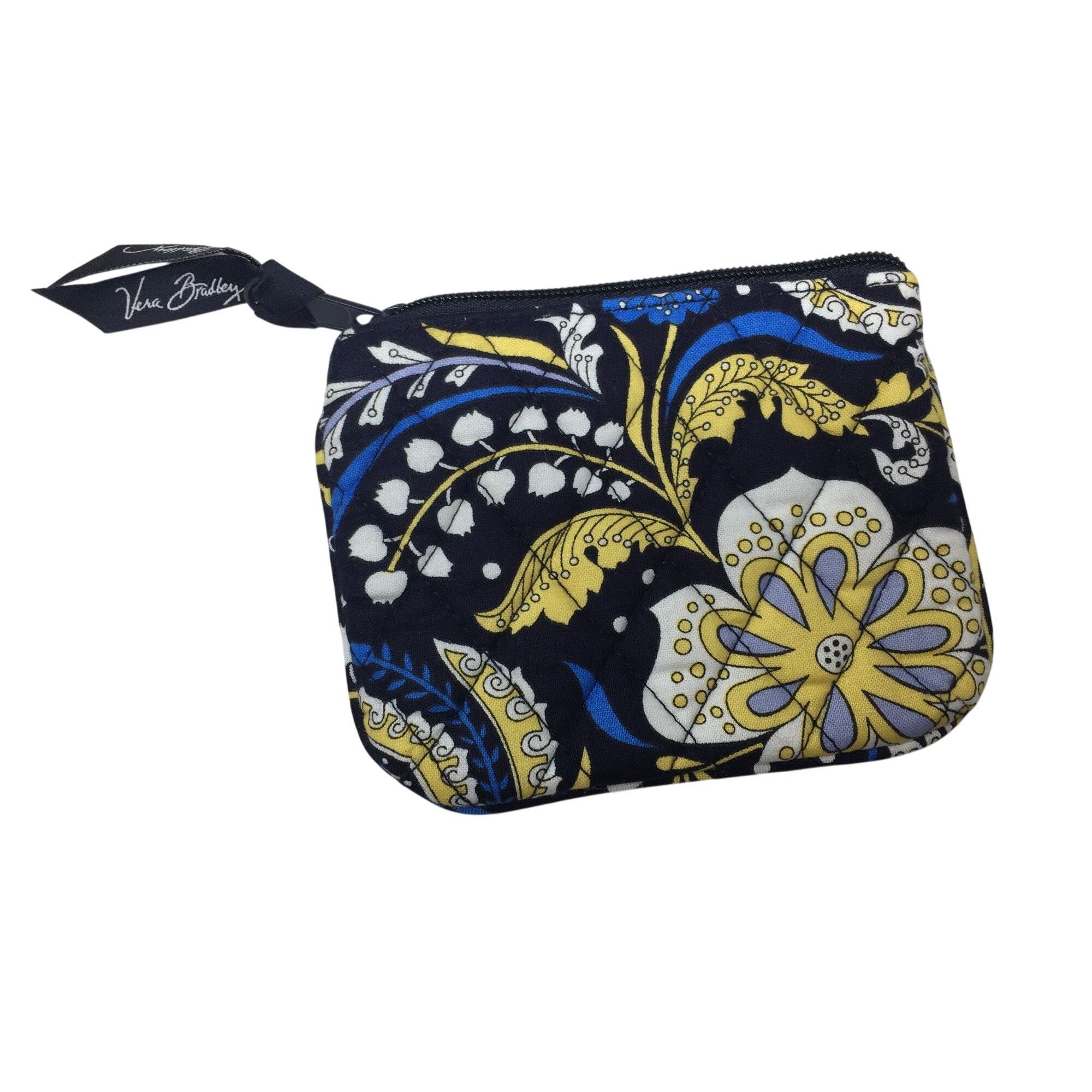 Vera Bradley Small Vera Bradley Ellie Blue Floral Yellow and Blue Coin Pu Size ONE SIZE - 1 Thumbnail