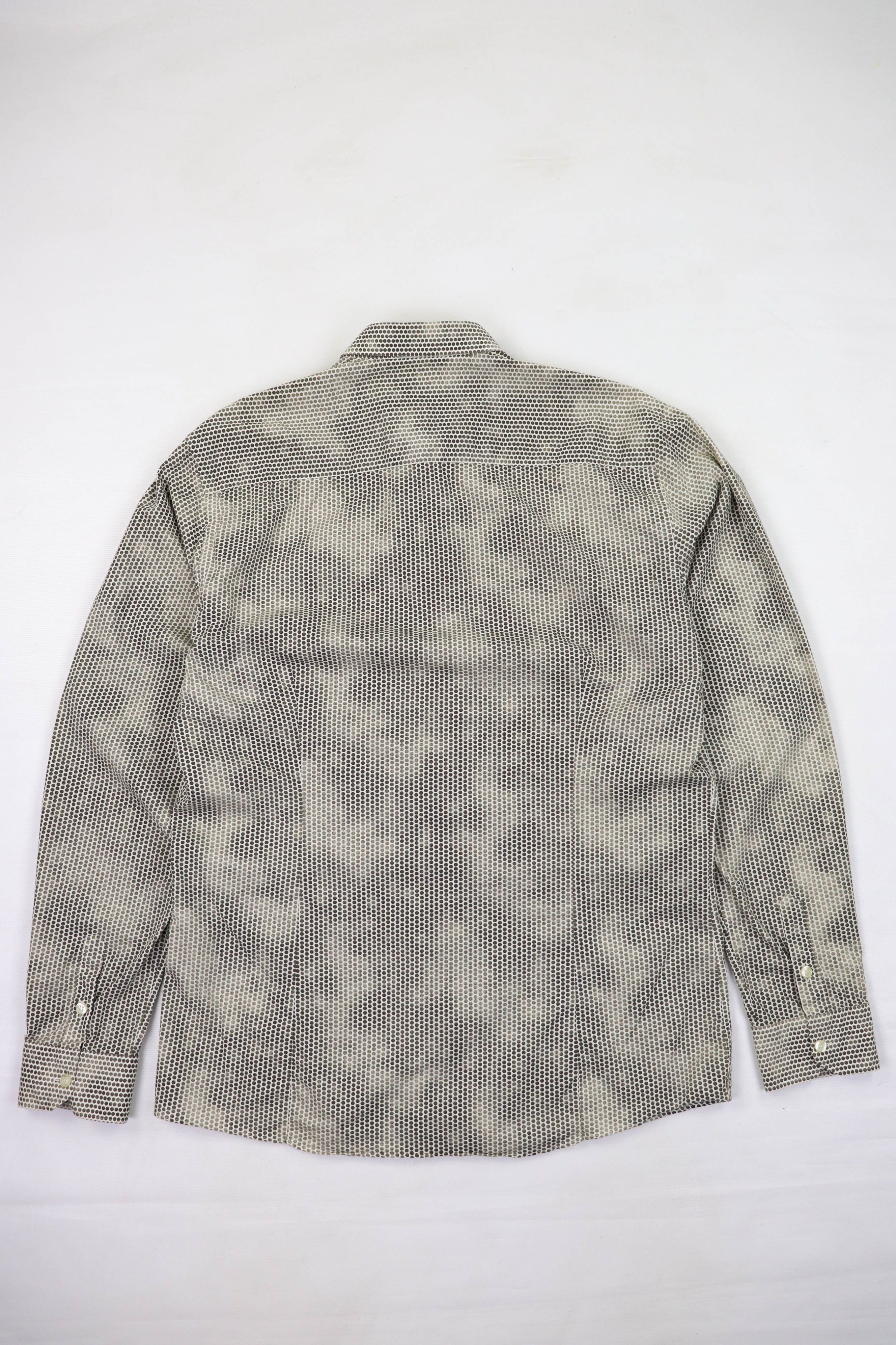 DAVID NAMAN David Mayer Naman 3D Abstract Polka Dot Olive Khaki LS Shirt Size US XL / EU 56 / 4 - 2 Thumbnail