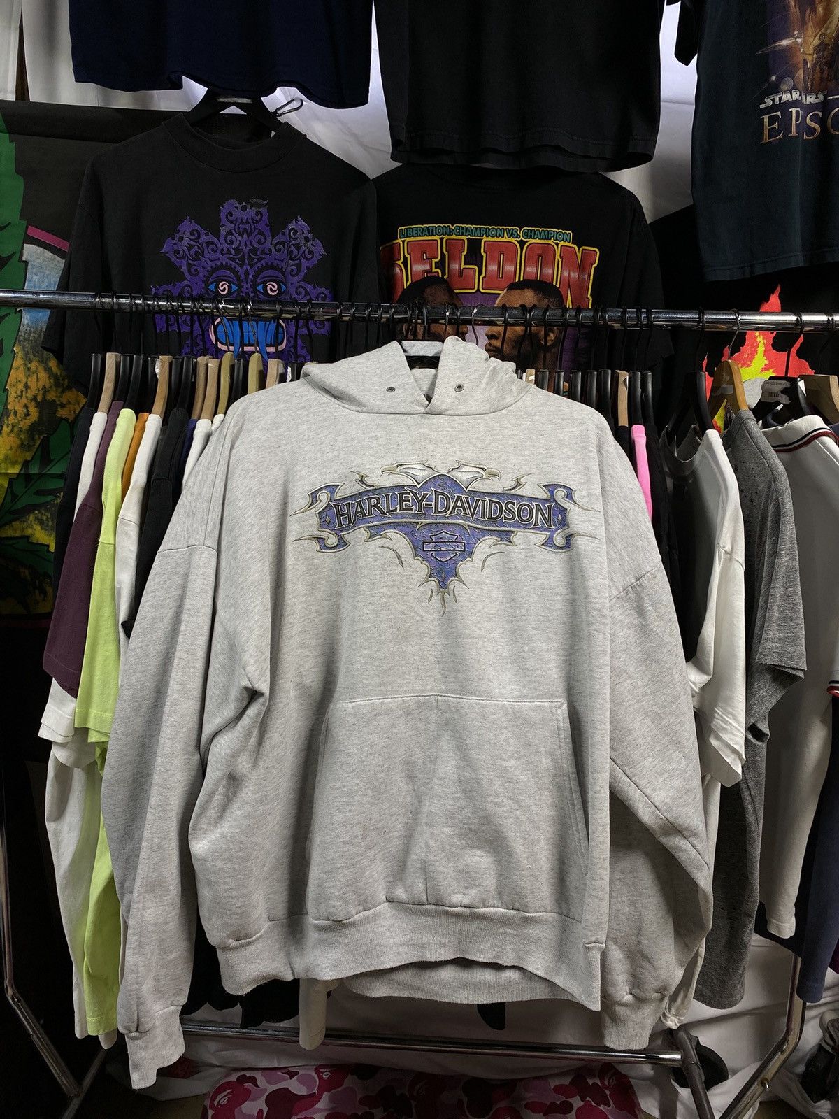 Vintage Vintage 90’s Harley Davidson Men’s Hoodie XLarge Size US XL / EU 56 / 4 - 3 Thumbnail