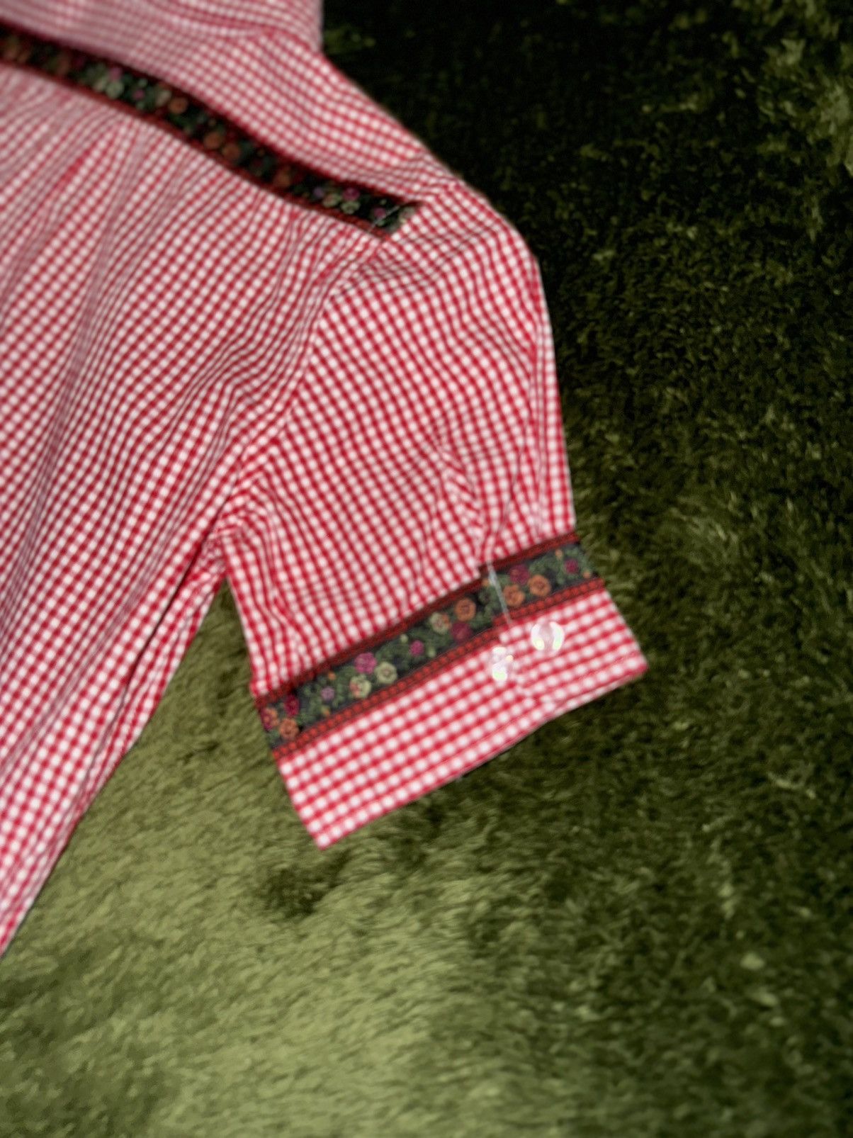 Beams Japan BEAMS BOY Floral Jacquard Check Half Shirt Red Size S / US 4 / IT 40 - 10 Thumbnail