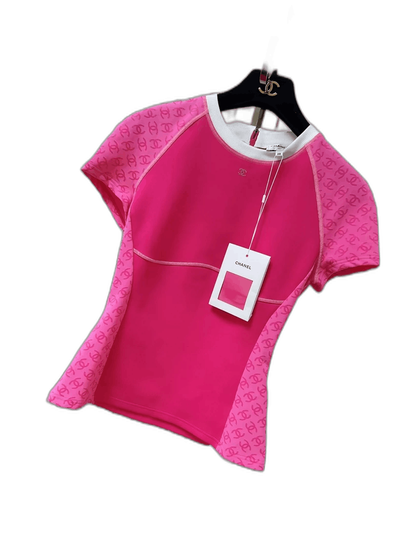 Chanel Chanel Pink Logo Short Sleeve Top Size M / US 6-8 / IT 42-44 - 1 Thumbnail