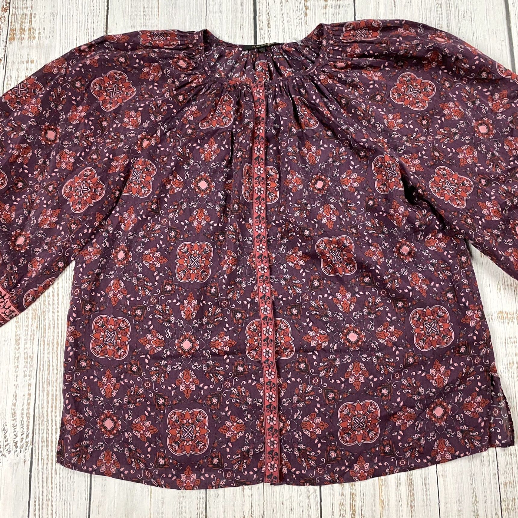 KOBI HALPERIN KOBI HALPERIN Multicolor Silk Blouse Long Puffy Sleeve Silk Blend Size M Womens Paisley Pattern Balloon Sleeve Stand Collar Dry Clean Only Size M / US 6-8 / IT 42-44 - 2 Thumbnail