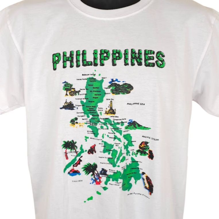 Vintage Philippines Map T Shirt Mens Size Large White Travel Destination Tee Size US L / EU 52-54 / 3 - 2 Thumbnail