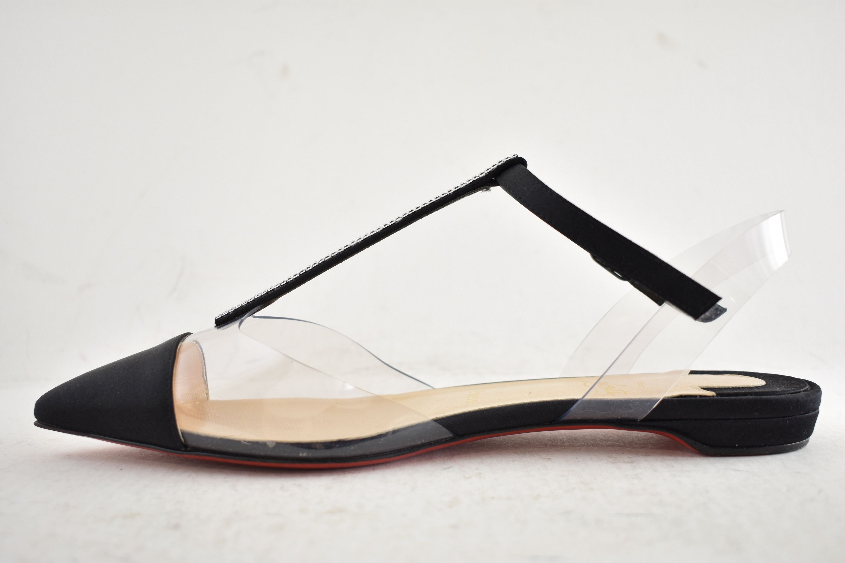 Christian Louboutin Nosy Strass PVC T Strap Pointed Ballerina Ballet Flat 37.5 Size US 7.5 / IT 37.5 - 14 Thumbnail
