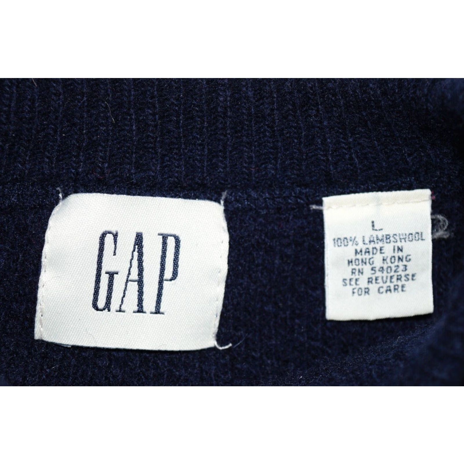 Gap VINTAGE GAP MENS L LARGE NAVY BLUE LAMBSWOOL FISHERMAN KNIT SWEATER 90s PULLOVER Size US L / EU 52-54 / 3 - 4 Thumbnail