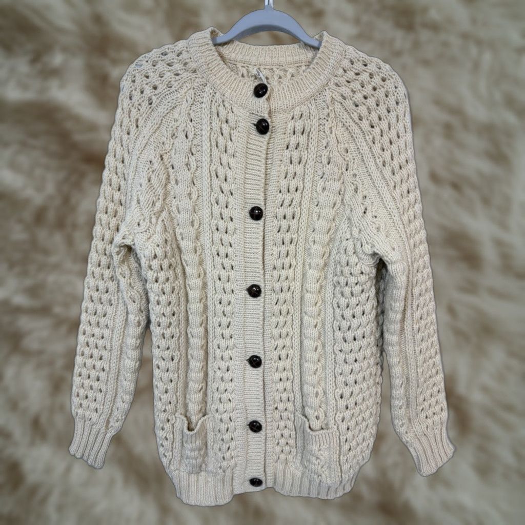 Vintage VTG United Knitwear Fisherman Wool Sweater Cardigan Ireland Mens M Ivory Knitwear Navy? Size US M / EU 48-50 / 2 - 1 Thumbnail