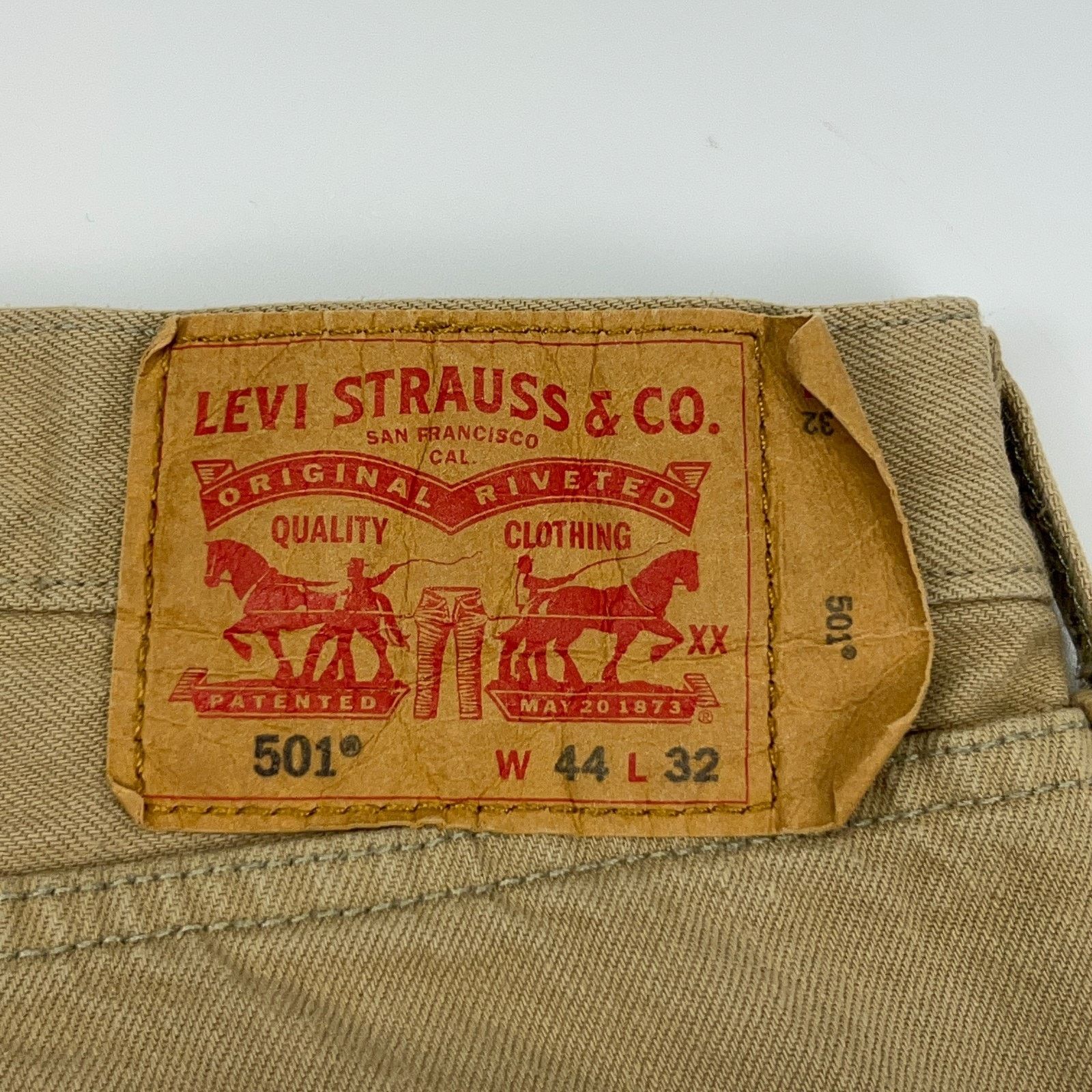 Levi's Levis 501 Button Fly Jeans Straight Fit 5 Pockets Tan 44x32 Size US 44 / EU 60 - 10 Thumbnail