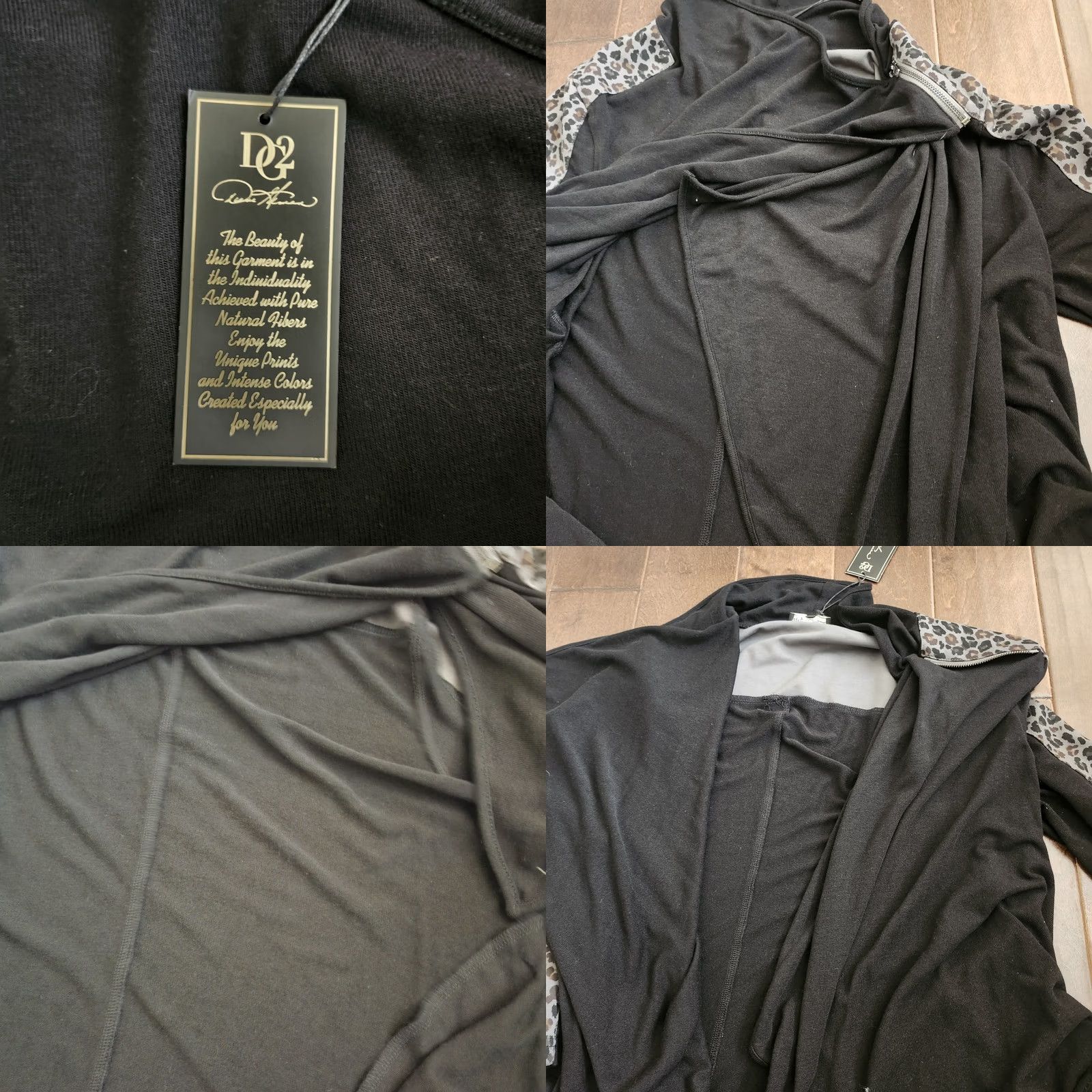 Vintage DG2 Diane Gilman Black Snake Knit Drape-Front Easy Jacket L Womens Regular Zip KnIT Solid Snake Casual Party/Cocktail Travel 90s? Size L / US 10 / IT 46 - 10 Thumbnail