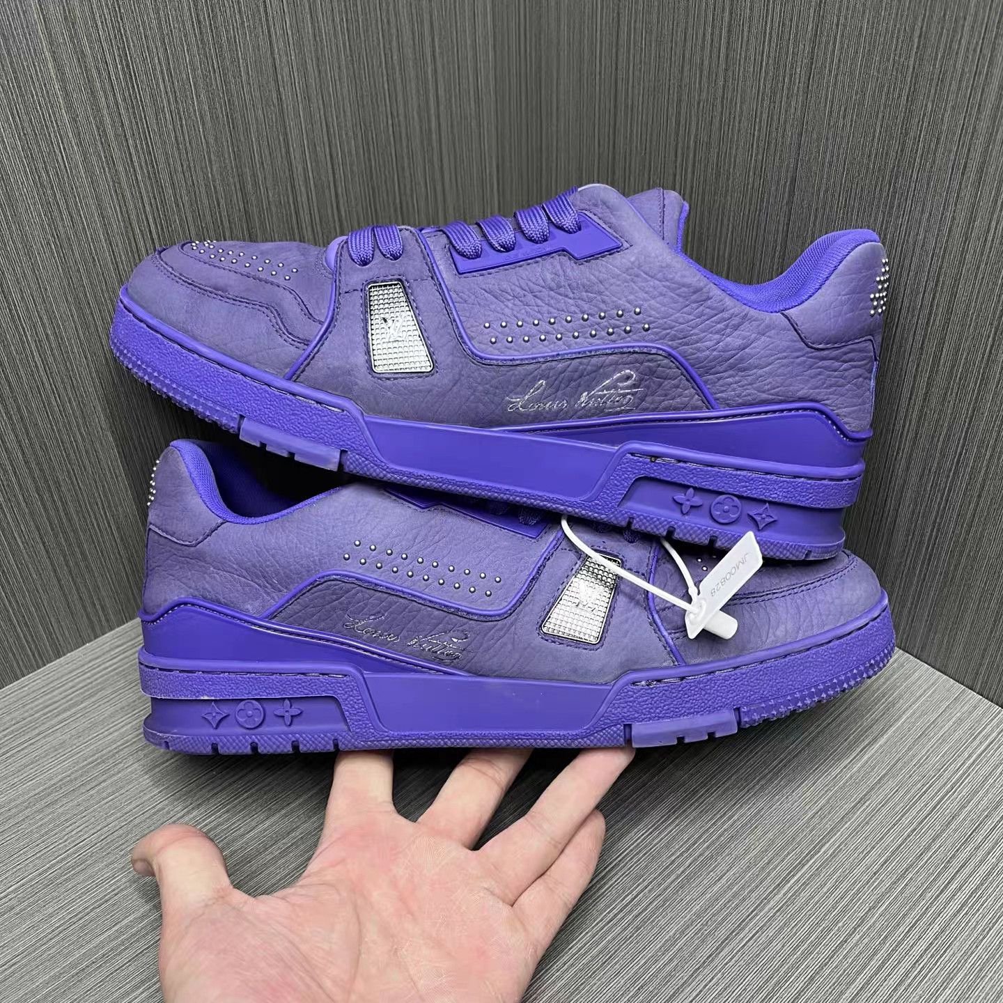 Louis Vuitton Louis Vuitton Trainer Purple Studded Sneaker (SS25 New) K15 Size US 9 / EU 42 - 5 Thumbnail