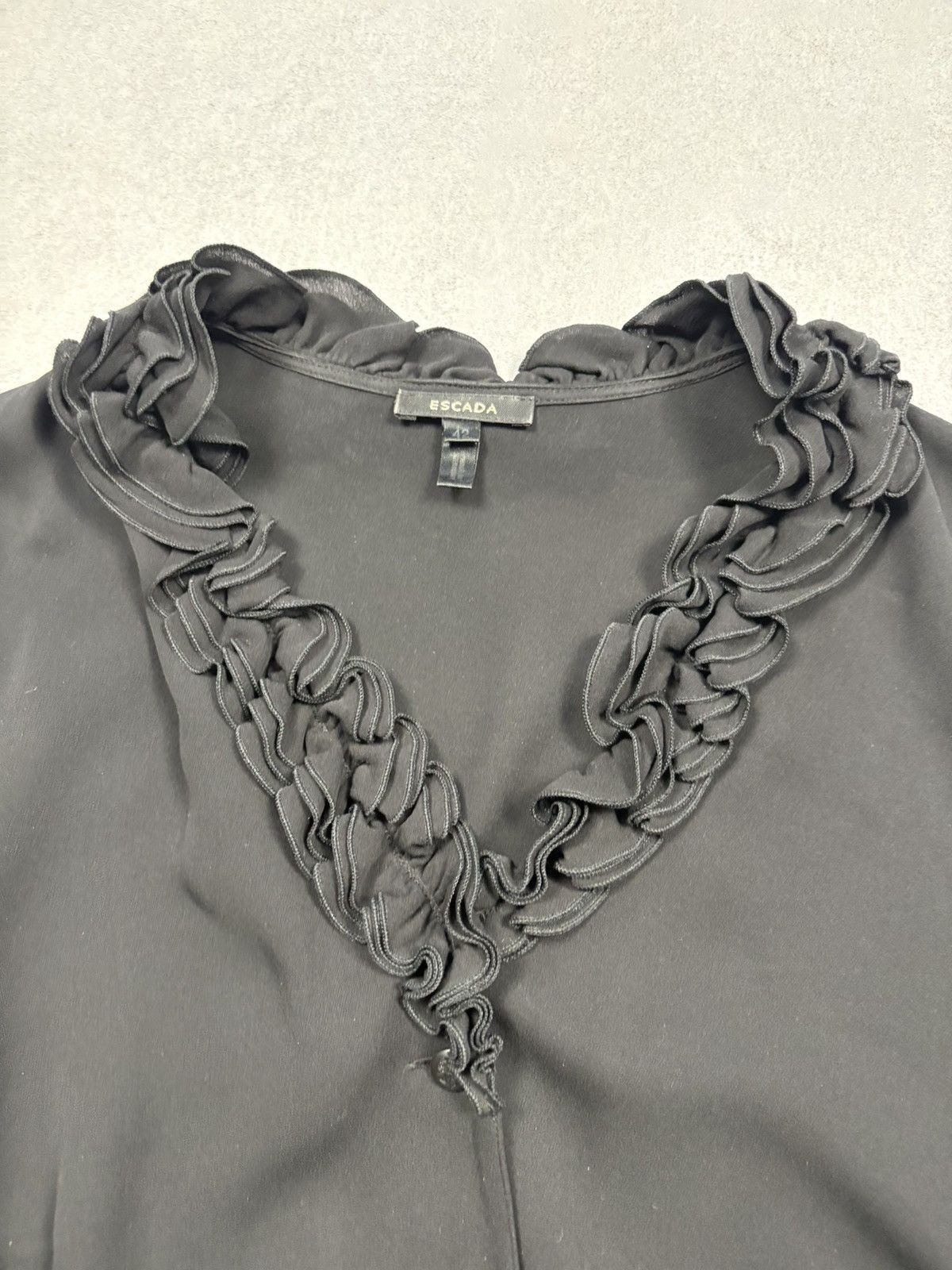 Escada Escada Black Silk Ruffle Blouse Vintage Luxury Womens Top 42 Size M / US 6-8 / IT 42-44 - 9 Thumbnail