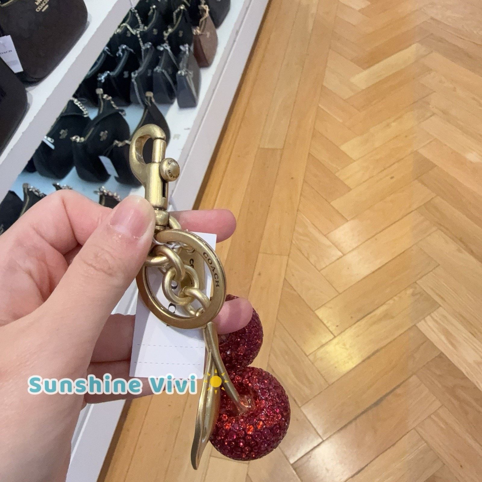 Coach NWT Coach Crystal Cherry Bag Charm Keychain CCD32 Brass /Red Size ONE SIZE - 4 Thumbnail