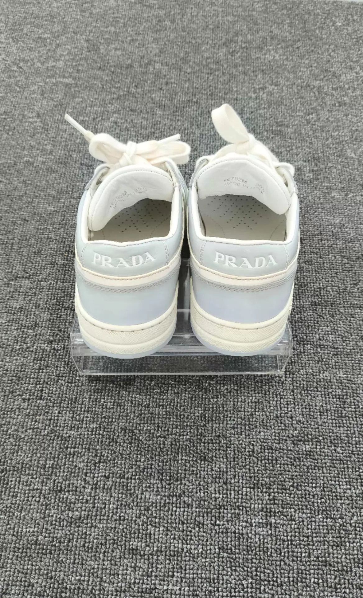 Prada Prada Downtown Ice Blue Metal Triangle Logo Sneakers 35.5 Size US 5 / IT 35 - 5 Thumbnail