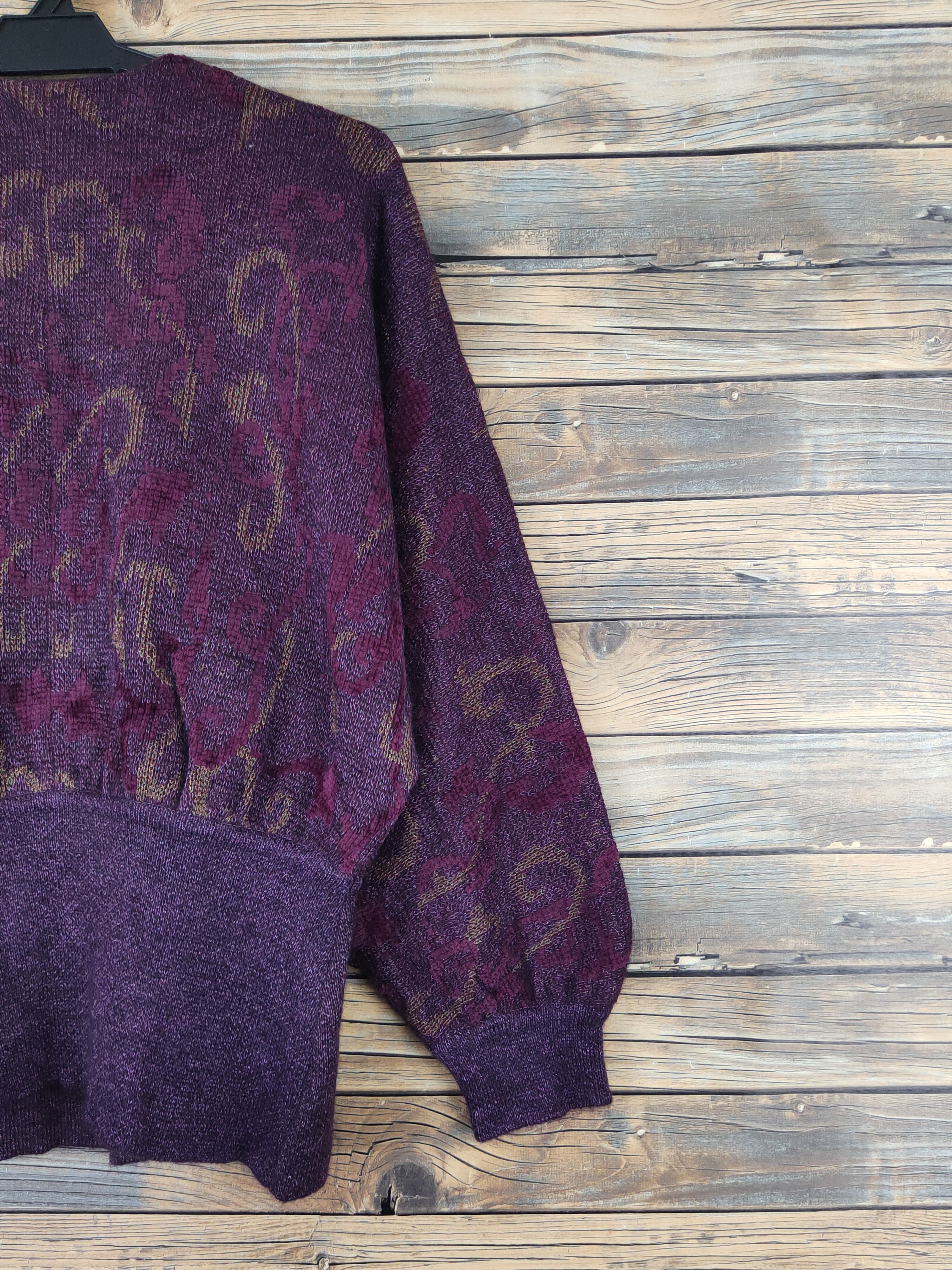 Homespun Knitwear Blance Dark Purple Knitwear Blouses cardigan vintage #W2028 Size M / US 6-8 / IT 42-44 - 9 Thumbnail