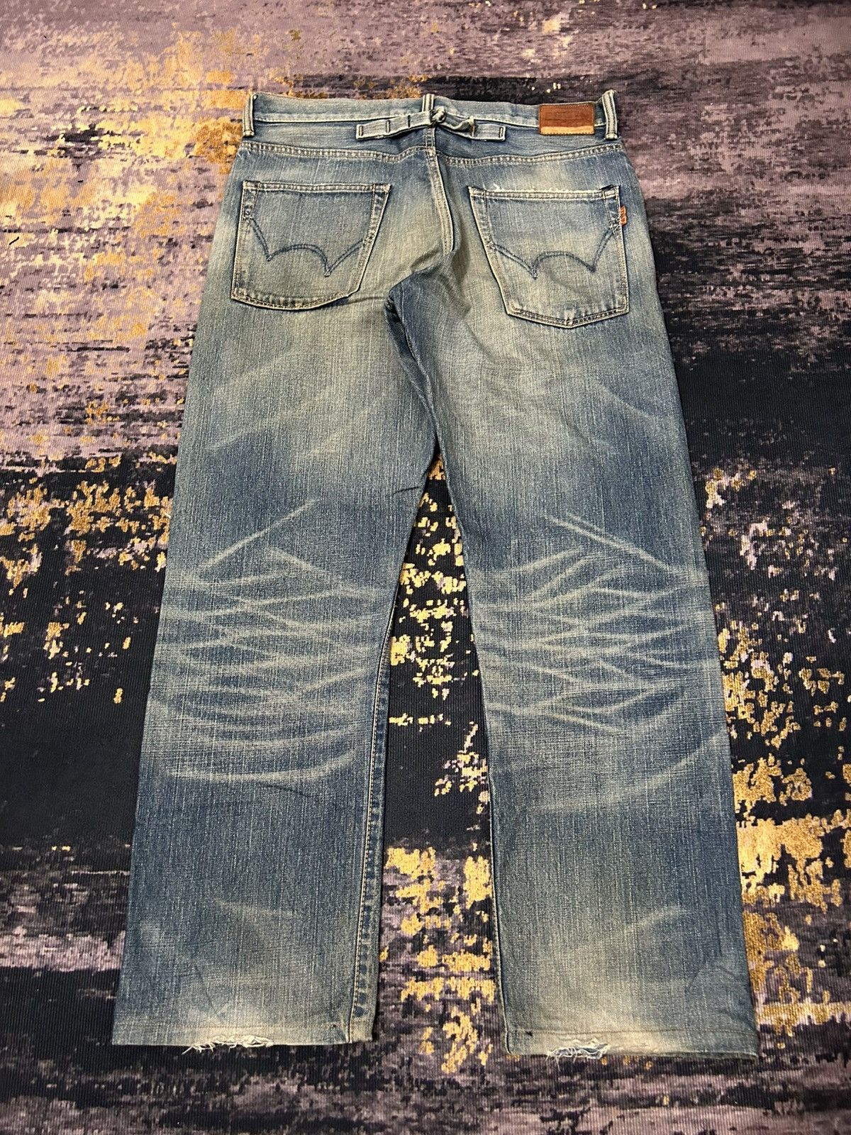 Edwin Vintage Edwin Japan Distressed Buckle Back Selvedge Jeans Size US 36 / EU 52 - 3 Thumbnail