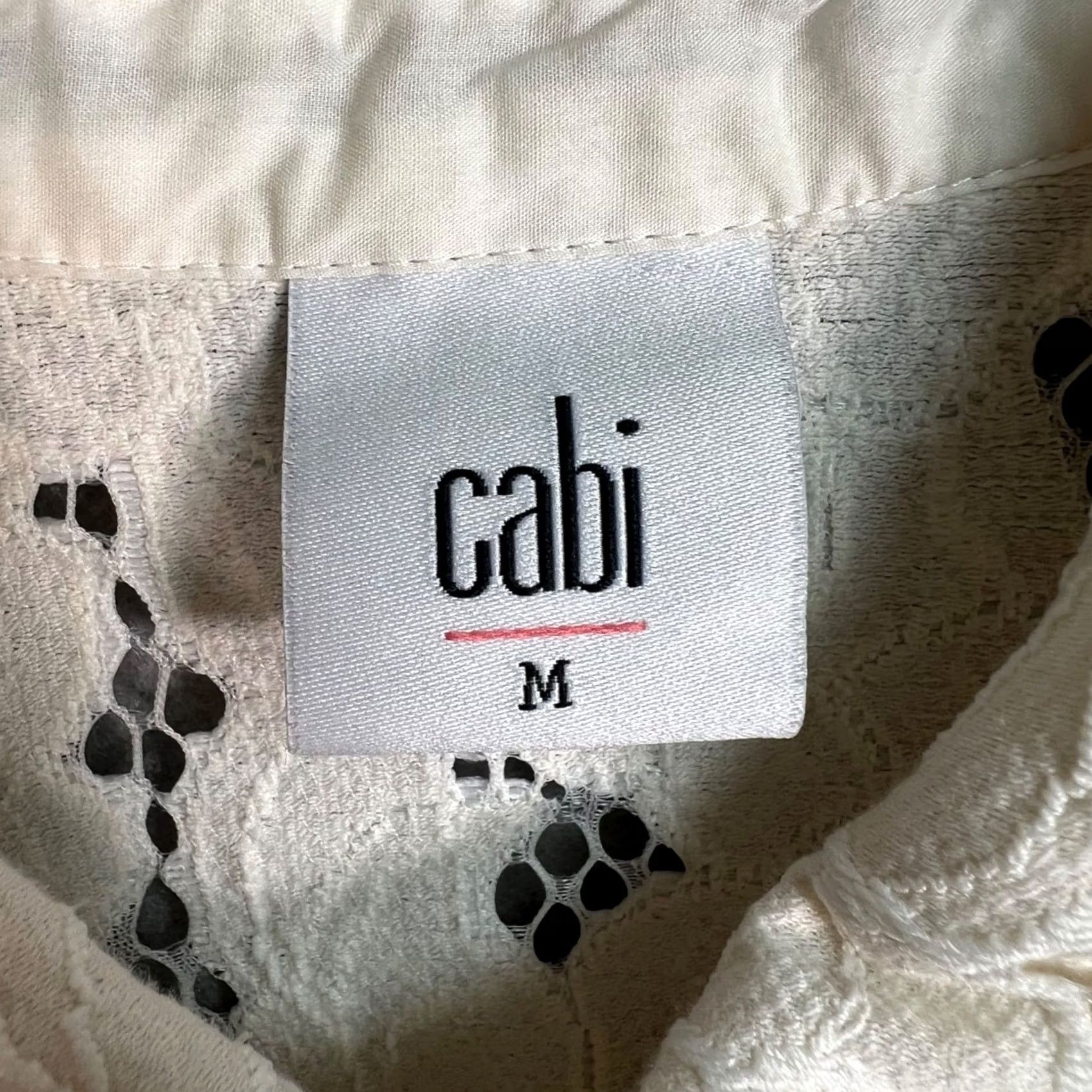 Vintage Cabi Womens Size Medium White Floral Lace Button-Down Jacket 3/4 Sleeves Shirt Womens Jacket Lace Floral Button-Down, White, M Size M / US 6-8 / IT 42-44 - 3 Thumbnail