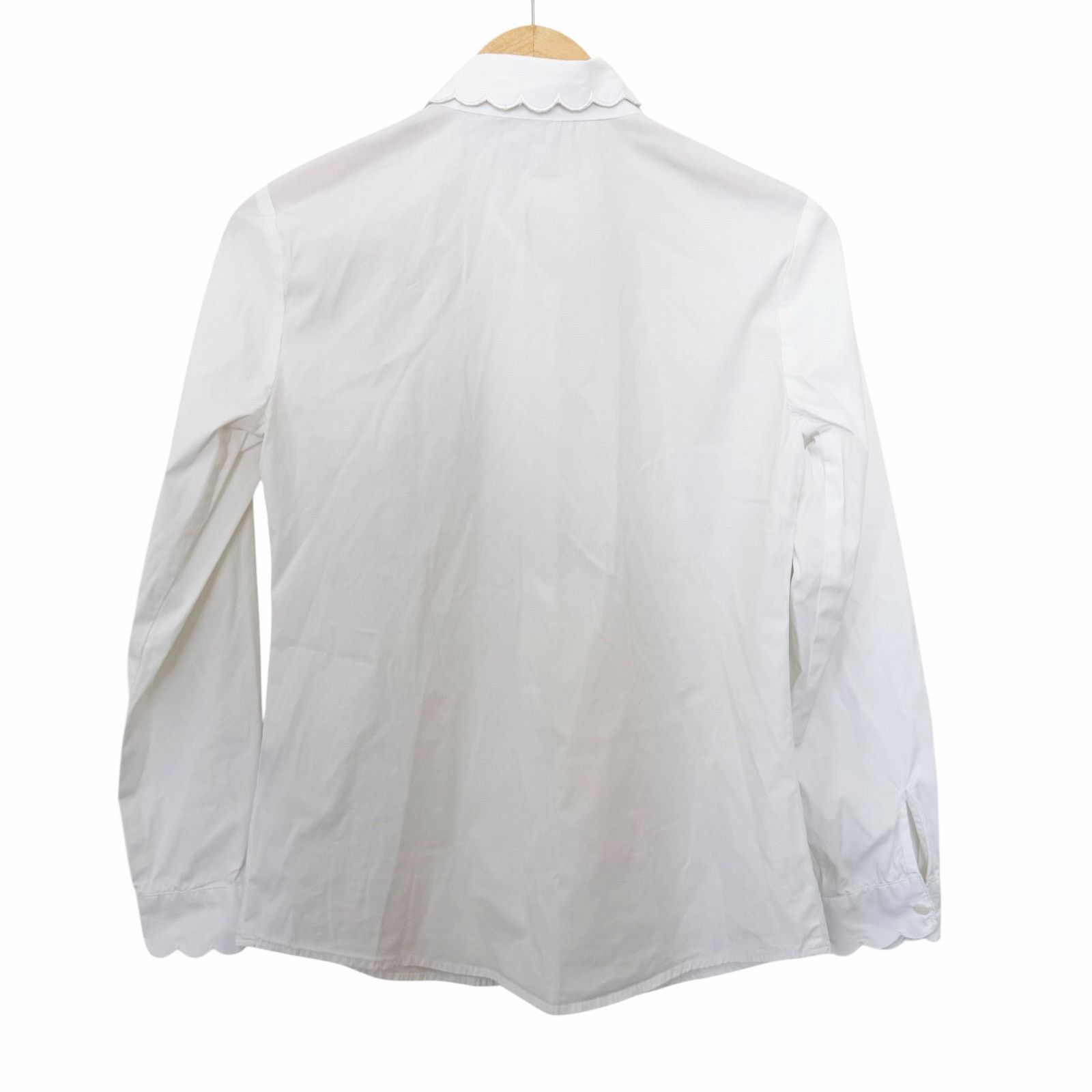J.McLaughlin J. McLaughlin White Scalloped Long Sleeve Button Down Sz XS Size XS / US 0-2 / IT 36-38 - 5 Thumbnail