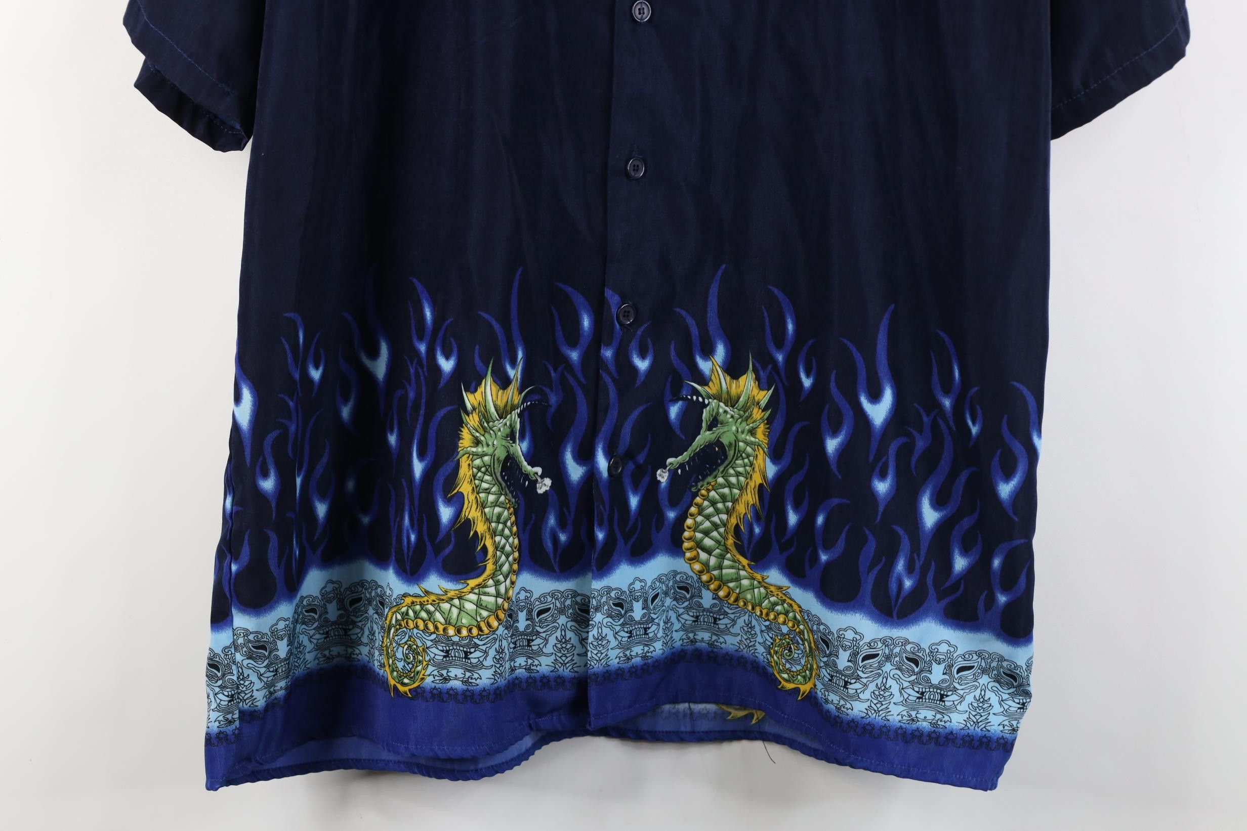 Vintage Vintage 90s Y2K Streetwear Dragon Fire Flames Button Shirt Size US L / EU 52-54 / 3 - 3 Thumbnail