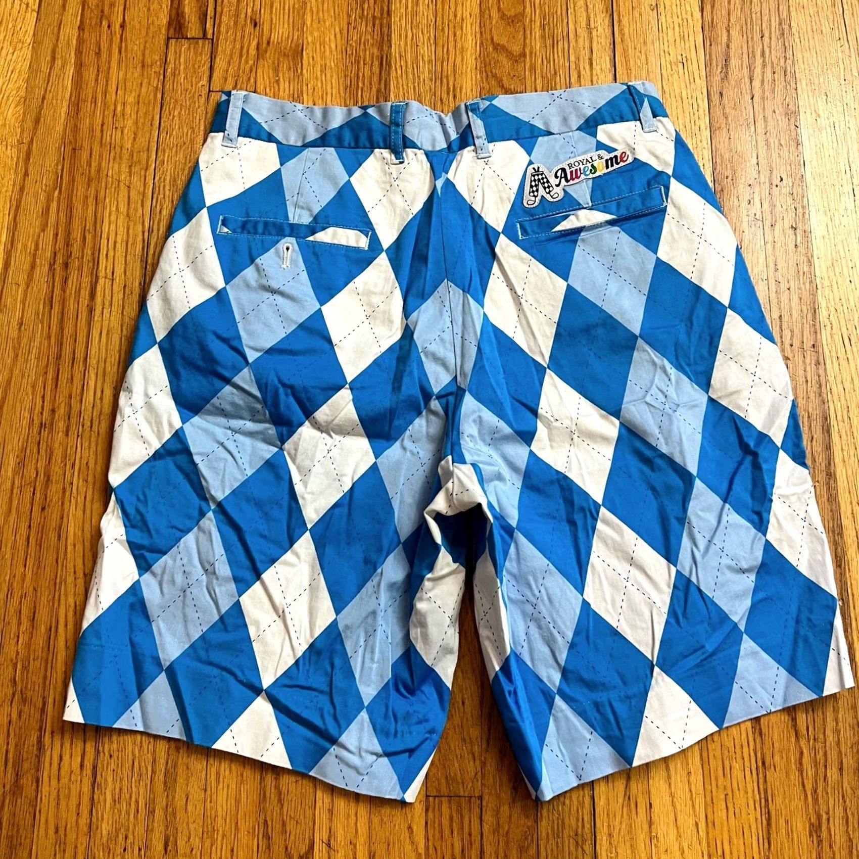 Vintage VINTAGE Royal awesome Shorts Mens 30 Argyle Blue White Golf Loud 31x9 Mens Size US 30 / EU 46 - 4 Thumbnail