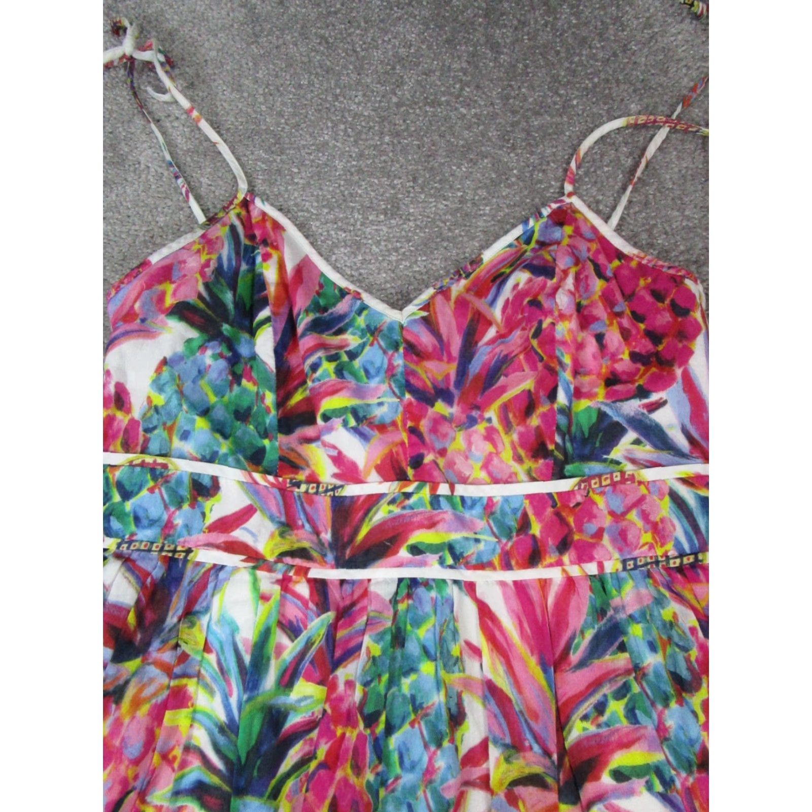 J.Crew VINTAGE J.Crew Dress Womens 4 Pink Green Pineapple Blouson Size S / US 4 / IT 40 - 2 Thumbnail