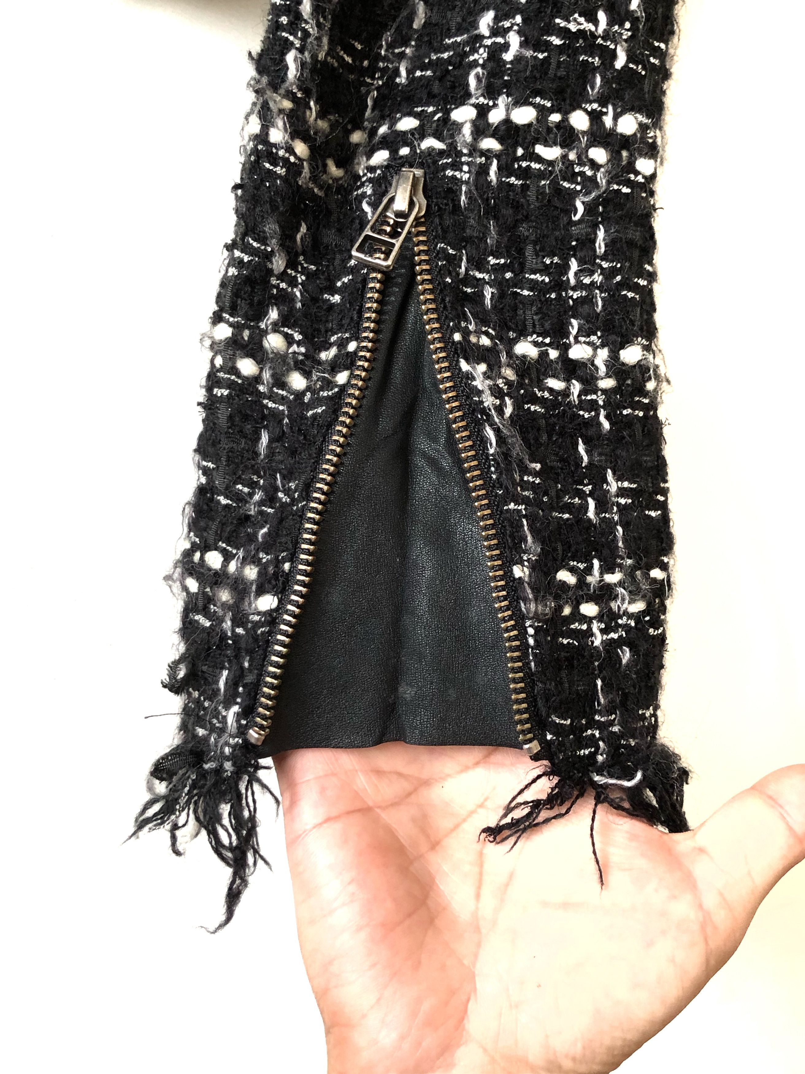 Japanese Brand RARE🔥JAPAN AULA AILA COW LEATHER TWEED STUDS DOUBLE COLLAR Size XS / US 0-2 / IT 36-38 - 14 Thumbnail
