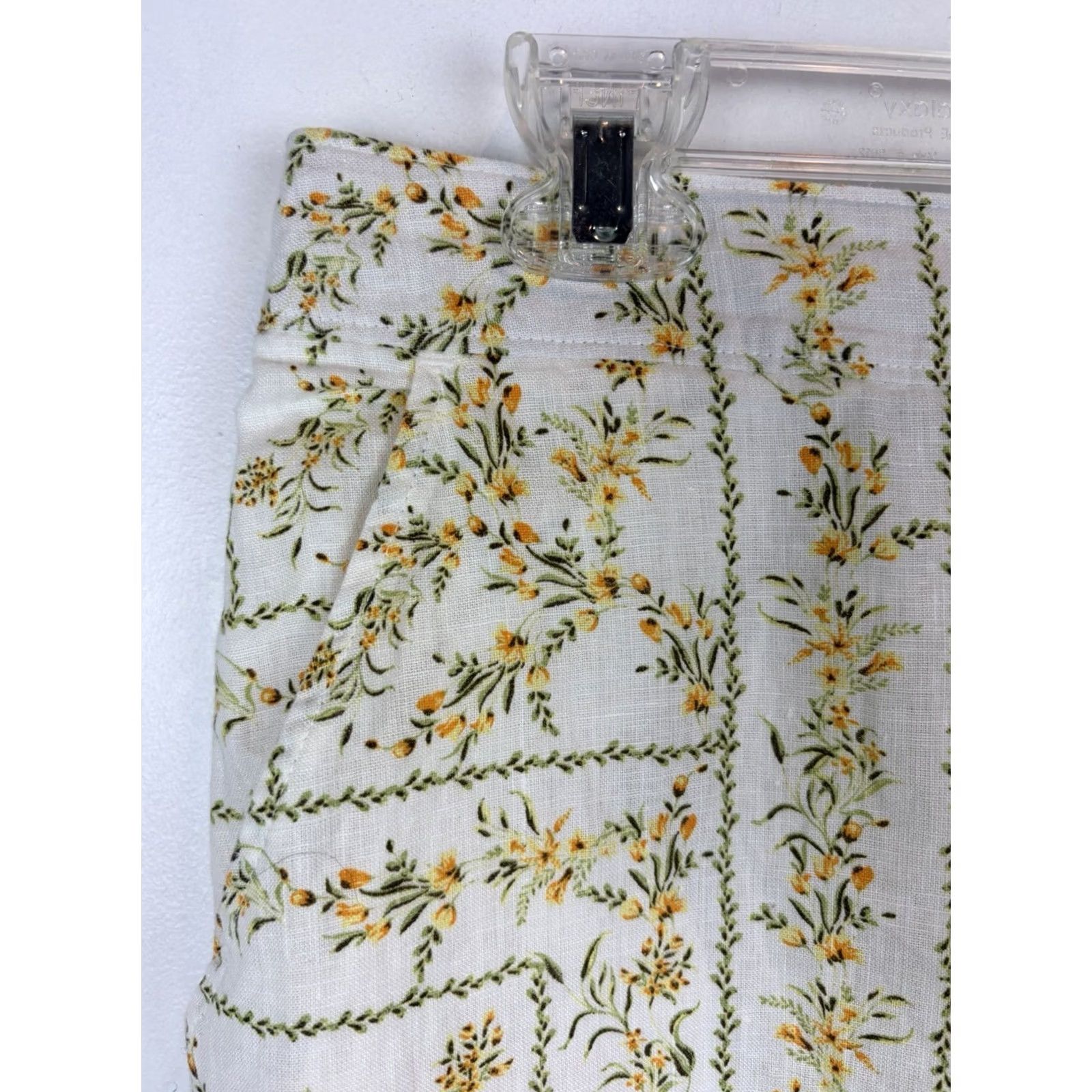 Joie Joie Linen Floral Maxi Skirt XL Large Pockets Yellow Cottagecore Prairie Size 40" / US 18 - 4 Thumbnail