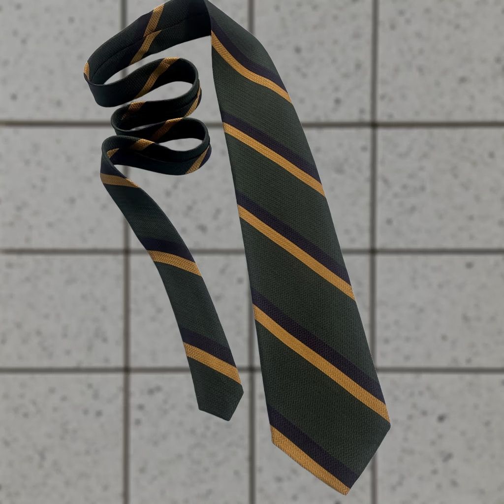 Vintage VINTAGE Ferrel Reed Tie Silk Wide Green Gold Black Repp 58" USA 4x58 Men Neck Striped Pattern Size ONE SIZE - 1 Thumbnail