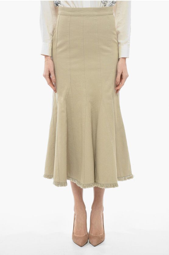 image of Max Mara Acciaio Flared Skirt With Raw Hem in Beige, Women's (Size Medium)