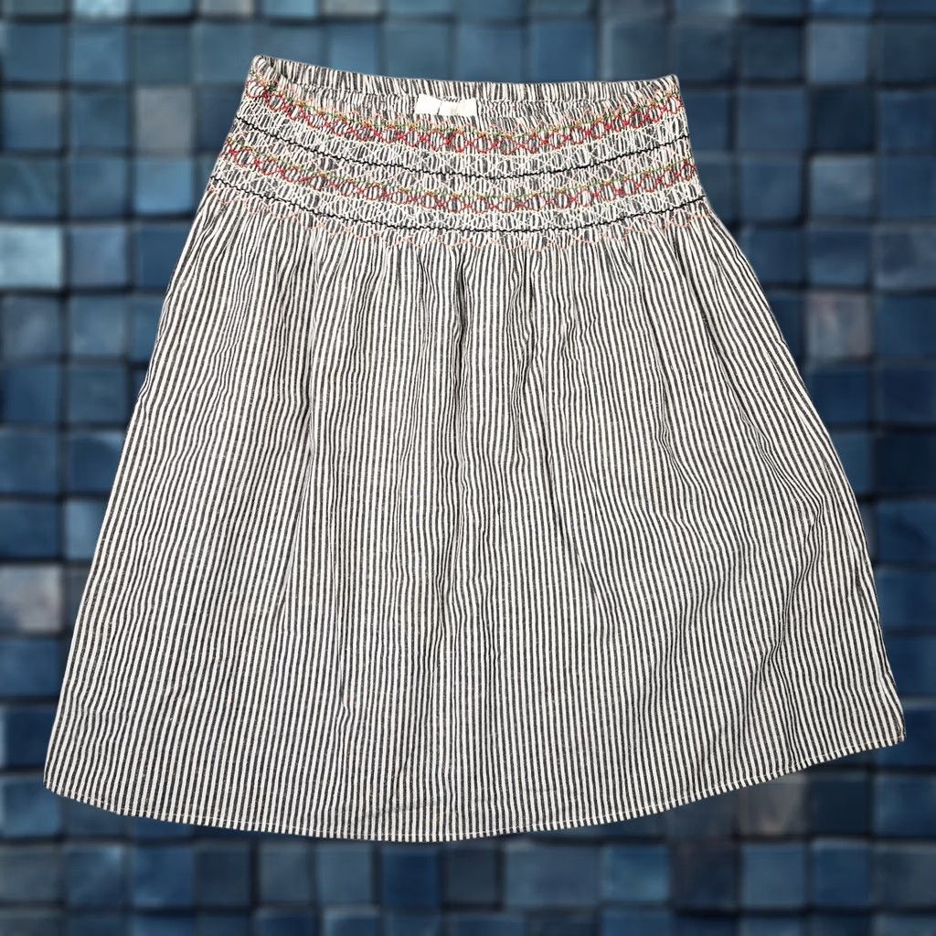 THE GREAT The Great Women’s Gray White Stripes Embroidery waist Skirt Size 1 Shirt? Size 25" / US 0 / IT 36 - 1 Thumbnail