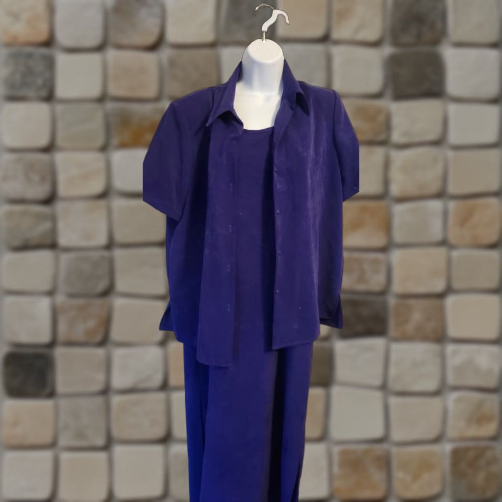 Vintage VINTAGE UNITS Maxi Purple Velvet Dress Button Up Top M L 80s Women's Velvet Maxi Dress Size M / US 6-8 / IT 42-44 - 1 Thumbnail